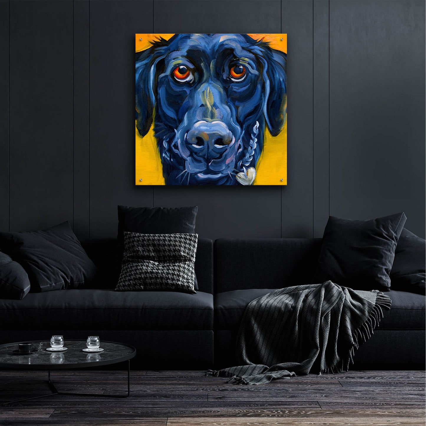 Epic Art 'Black Dog' by CR Townsend, Acrylic Glass Wall Art,36x36