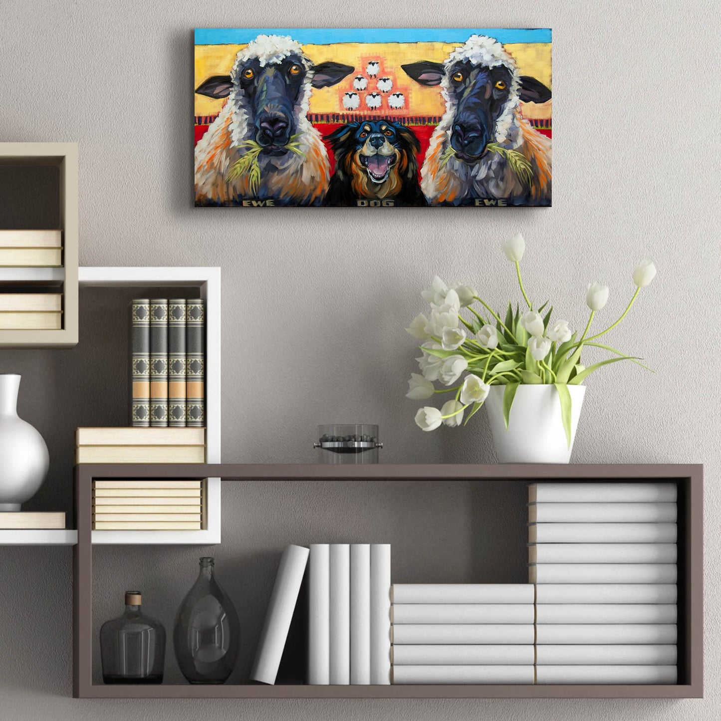 Epic Art 'Ewe Dog Ewe' by CR Townsend, Acrylic Glass Wall Art,24x12