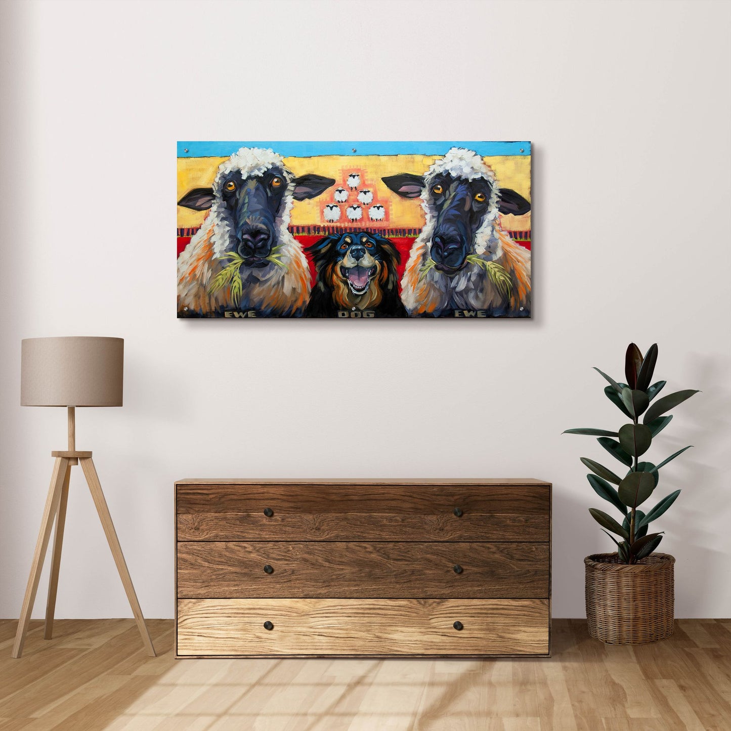 Epic Art 'Ewe Dog Ewe' by CR Townsend, Acrylic Glass Wall Art,48x24