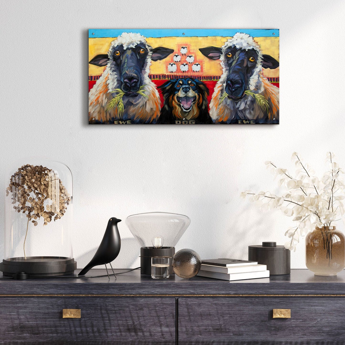 Epic Art 'Ewe Dog Ewe' by CR Townsend, Acrylic Glass Wall Art,48x24