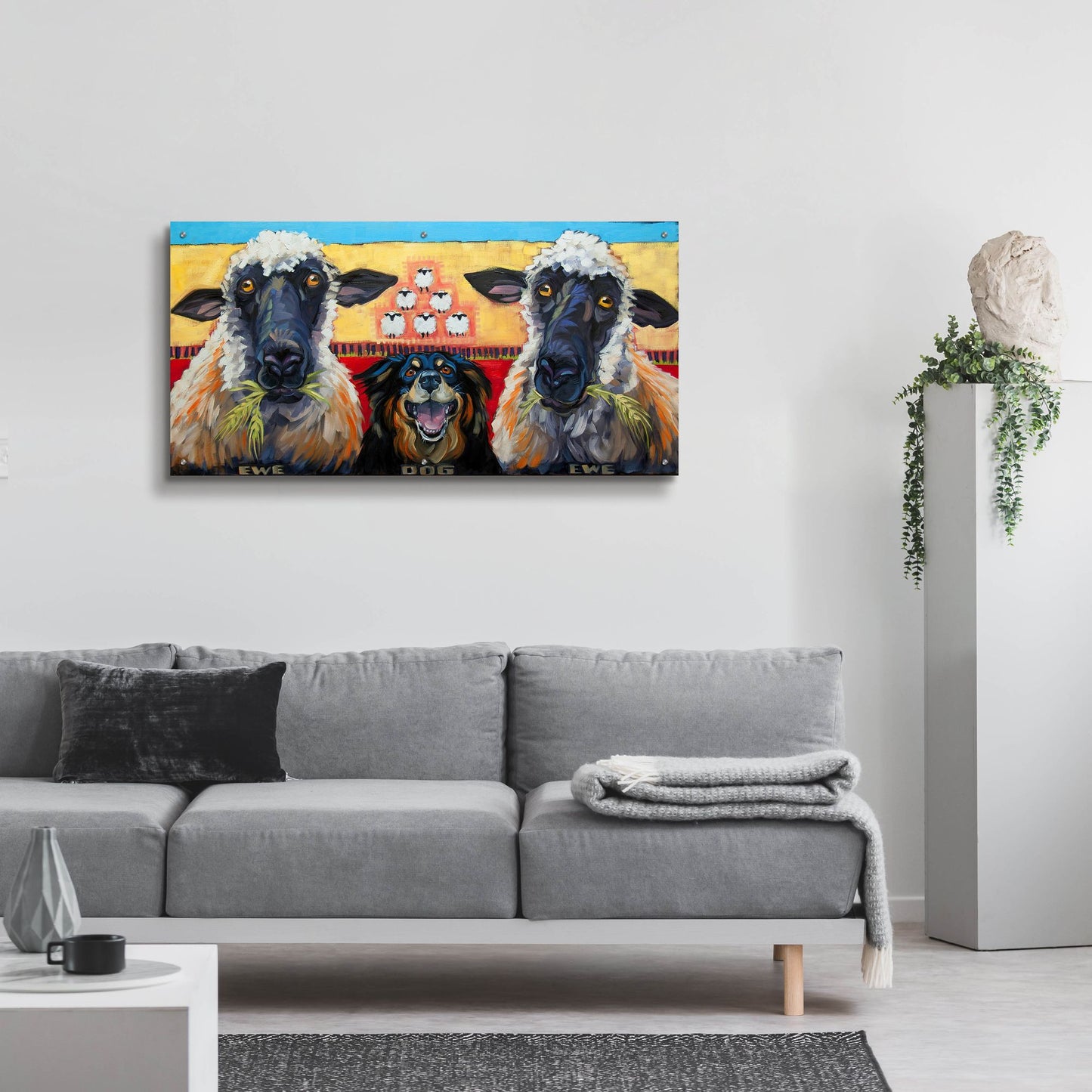 Epic Art 'Ewe Dog Ewe' by CR Townsend, Acrylic Glass Wall Art,48x24