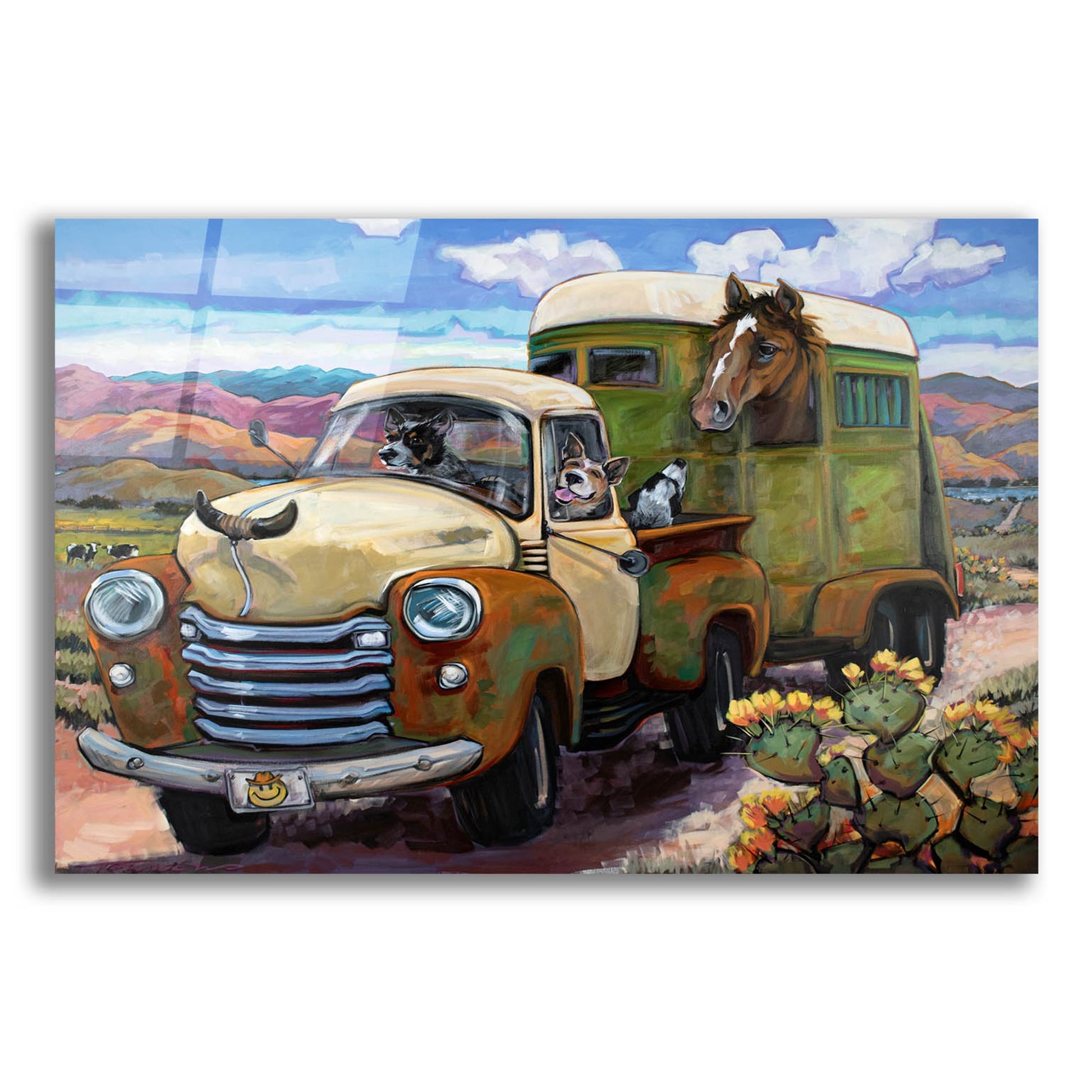 Epic Art 'Git Along Lil Dogies' by CR Townsend, Acrylic Glass Wall Art,24x16