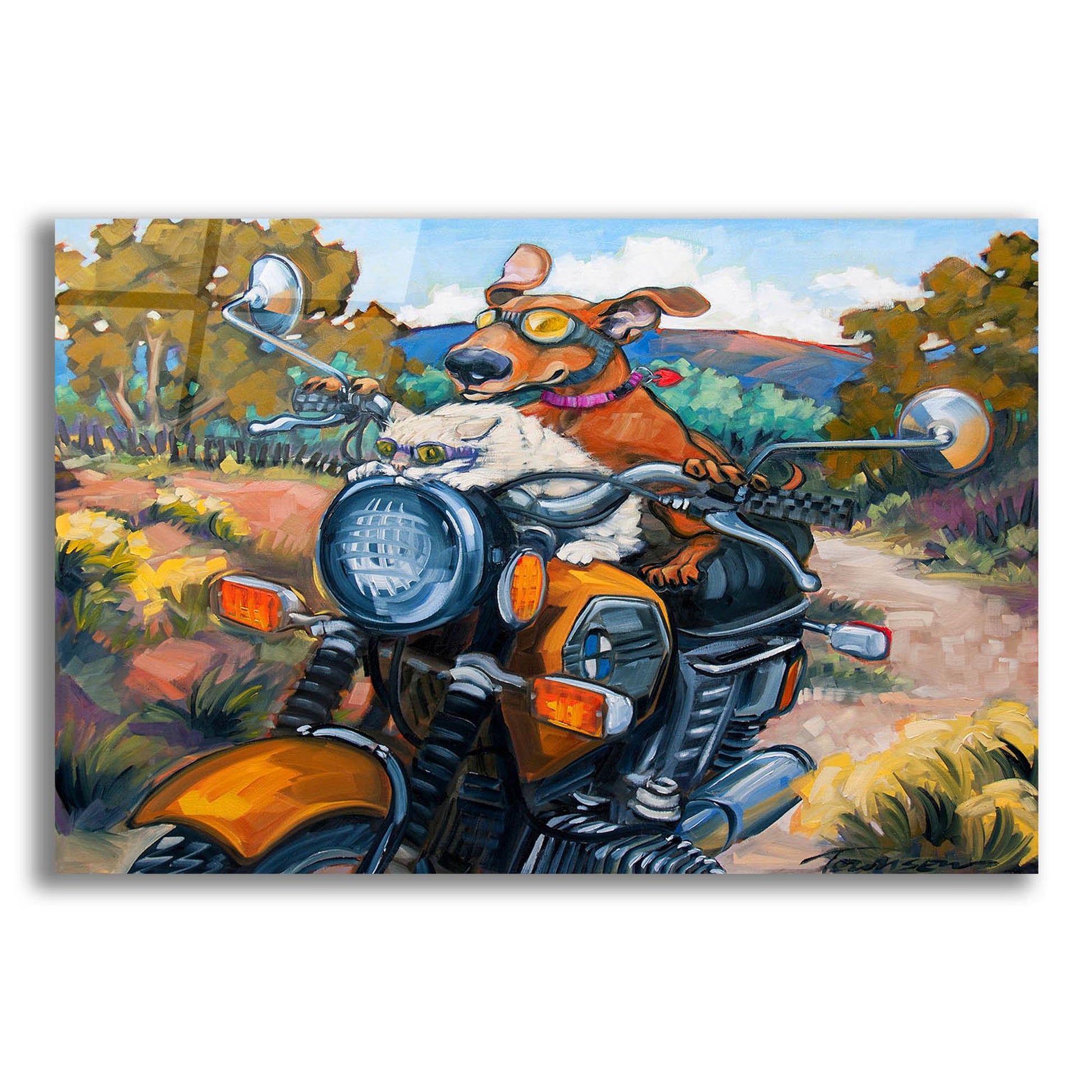 Epic Art 'Have Dog Will Travel' by CR Townsend, Acrylic Glass Wall Art,24x16