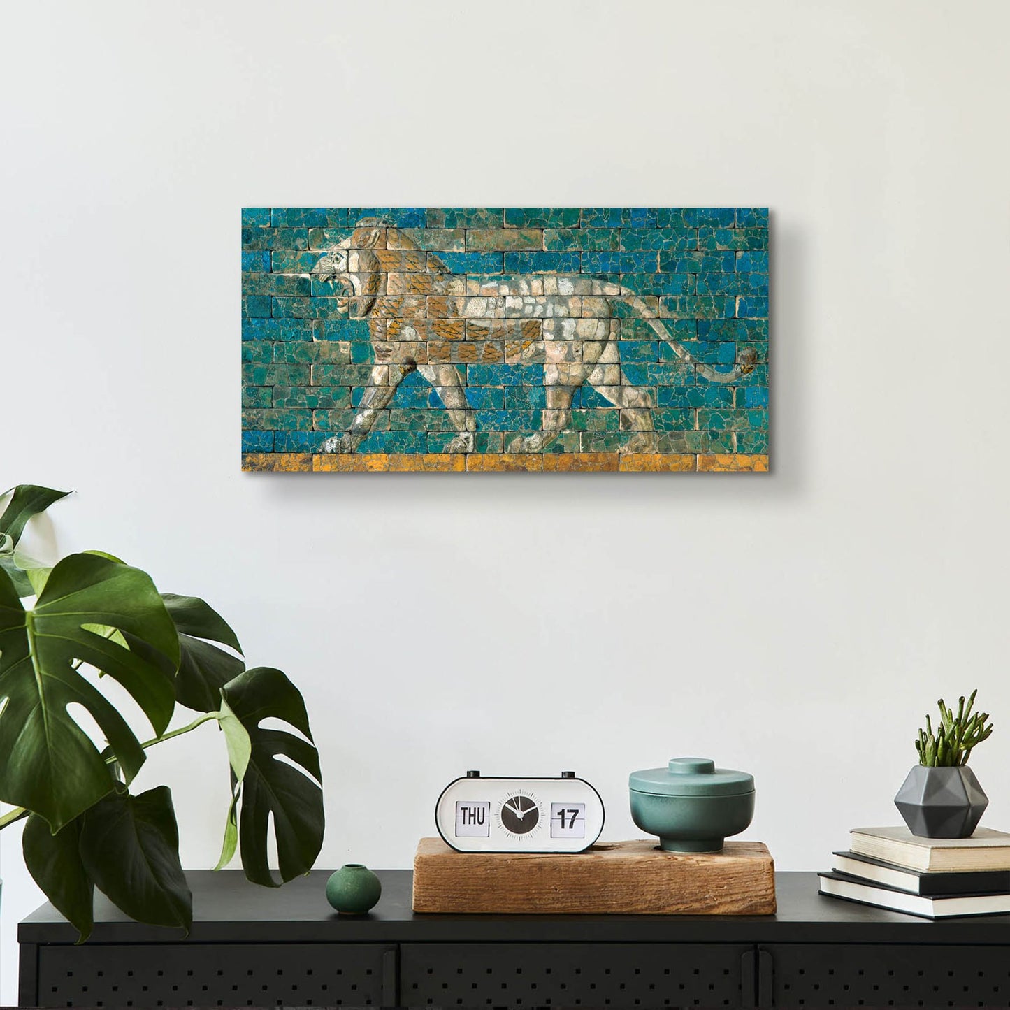 Epic Art 'Panel With Striding Lion Ca 604-562 B C E' by Unknown, Acrylic Glass Wall Art,24x12