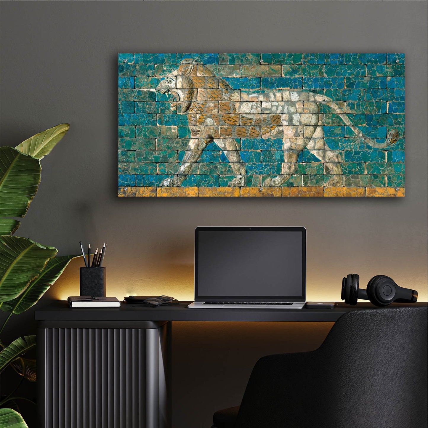 Epic Art 'Panel With Striding Lion Ca 604-562 B C E' by Unknown, Acrylic Glass Wall Art,48x24