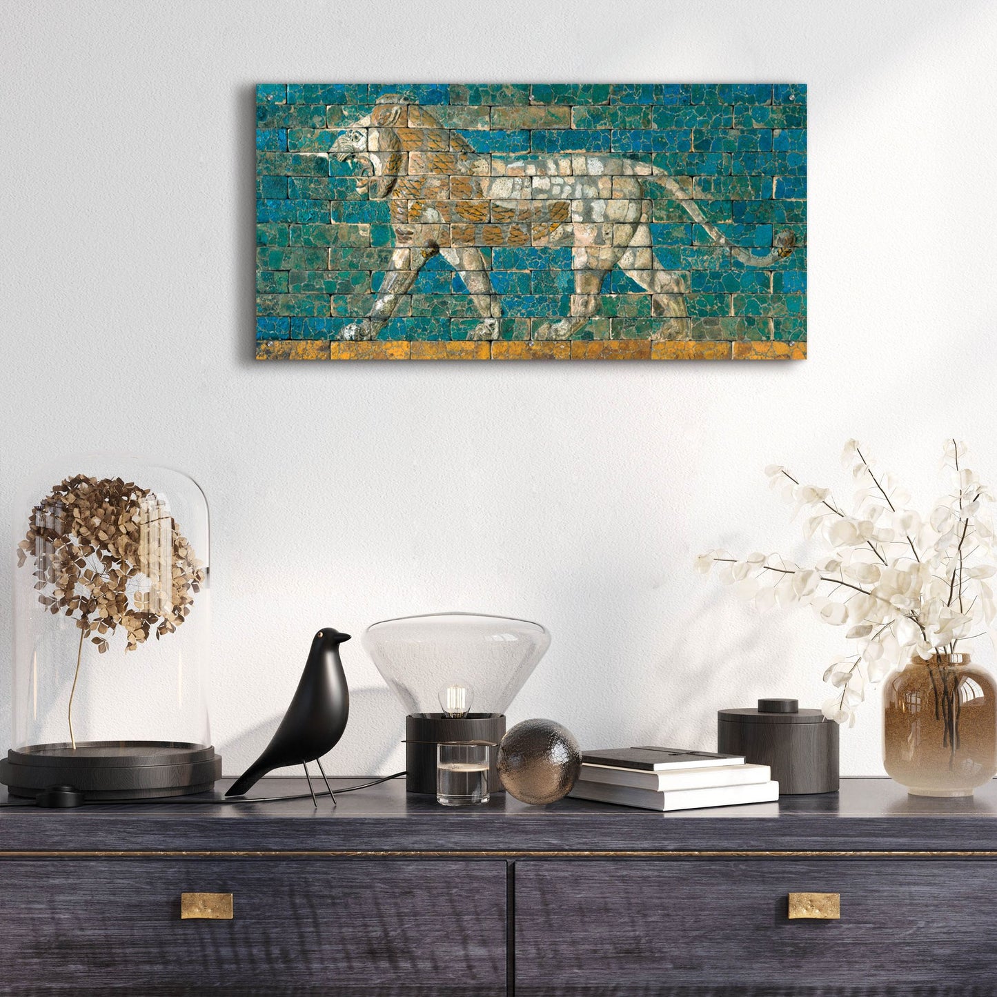 Epic Art 'Panel With Striding Lion Ca 604-562 B C E' by Unknown, Acrylic Glass Wall Art,48x24