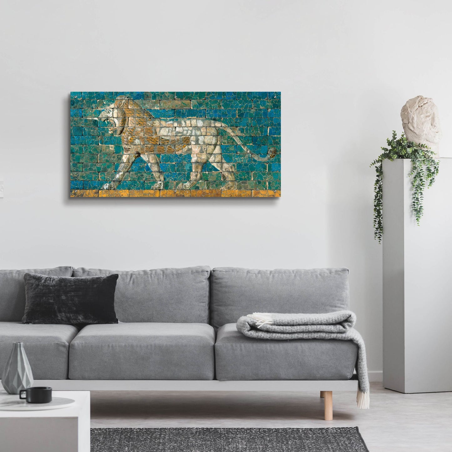 Epic Art 'Panel With Striding Lion Ca 604-562 B C E' by Unknown, Acrylic Glass Wall Art,48x24