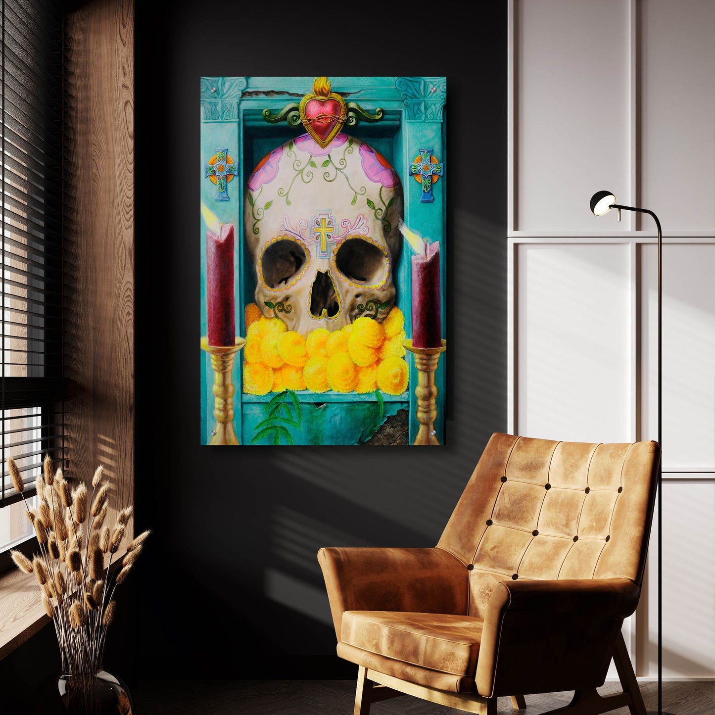 Epic Art 'Calavera' by Robert Valadez, Acrylic Glass Wall Art,24x36