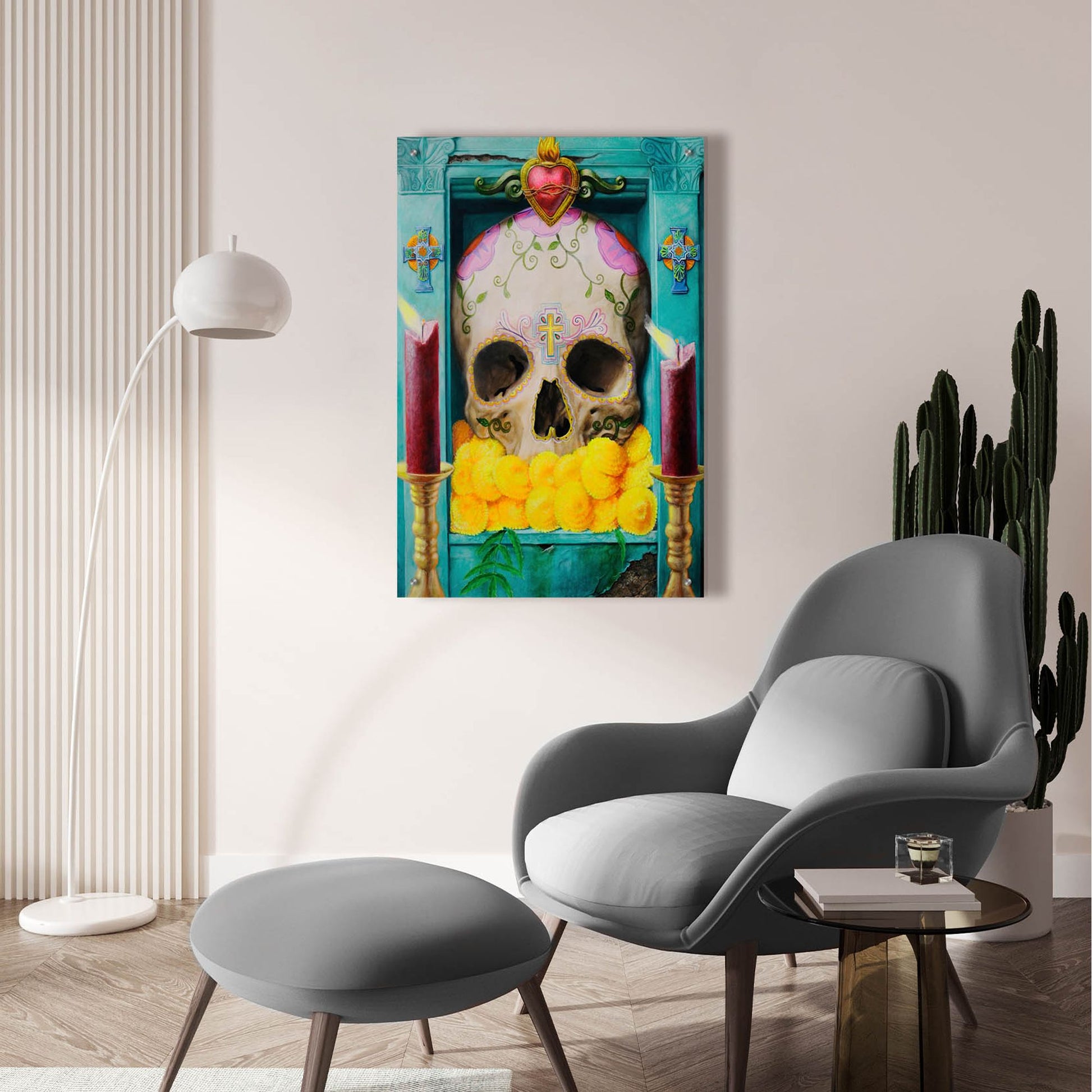 Epic Art 'Calavera' by Robert Valadez, Acrylic Glass Wall Art,24x36