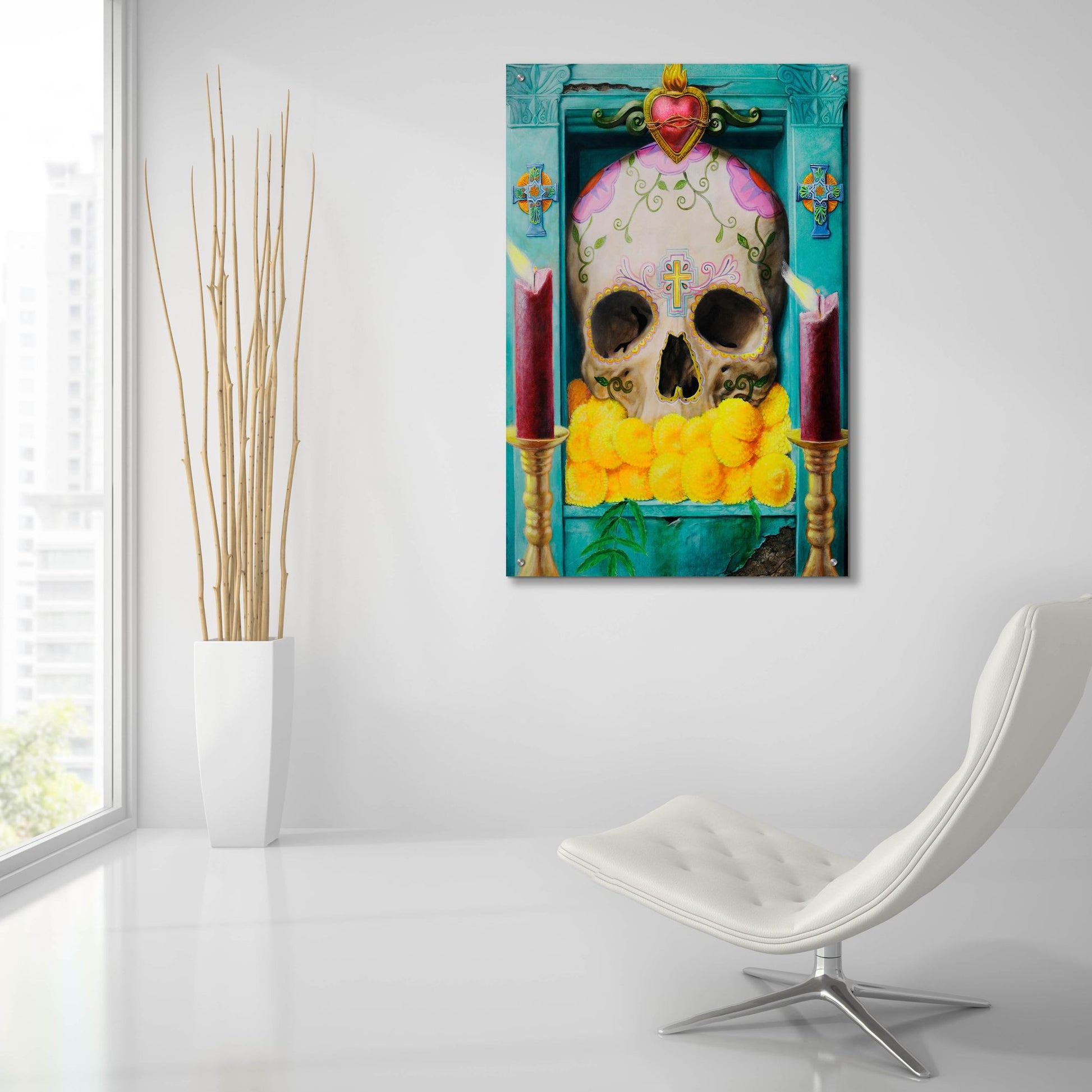 Epic Art 'Calavera' by Robert Valadez, Acrylic Glass Wall Art,24x36