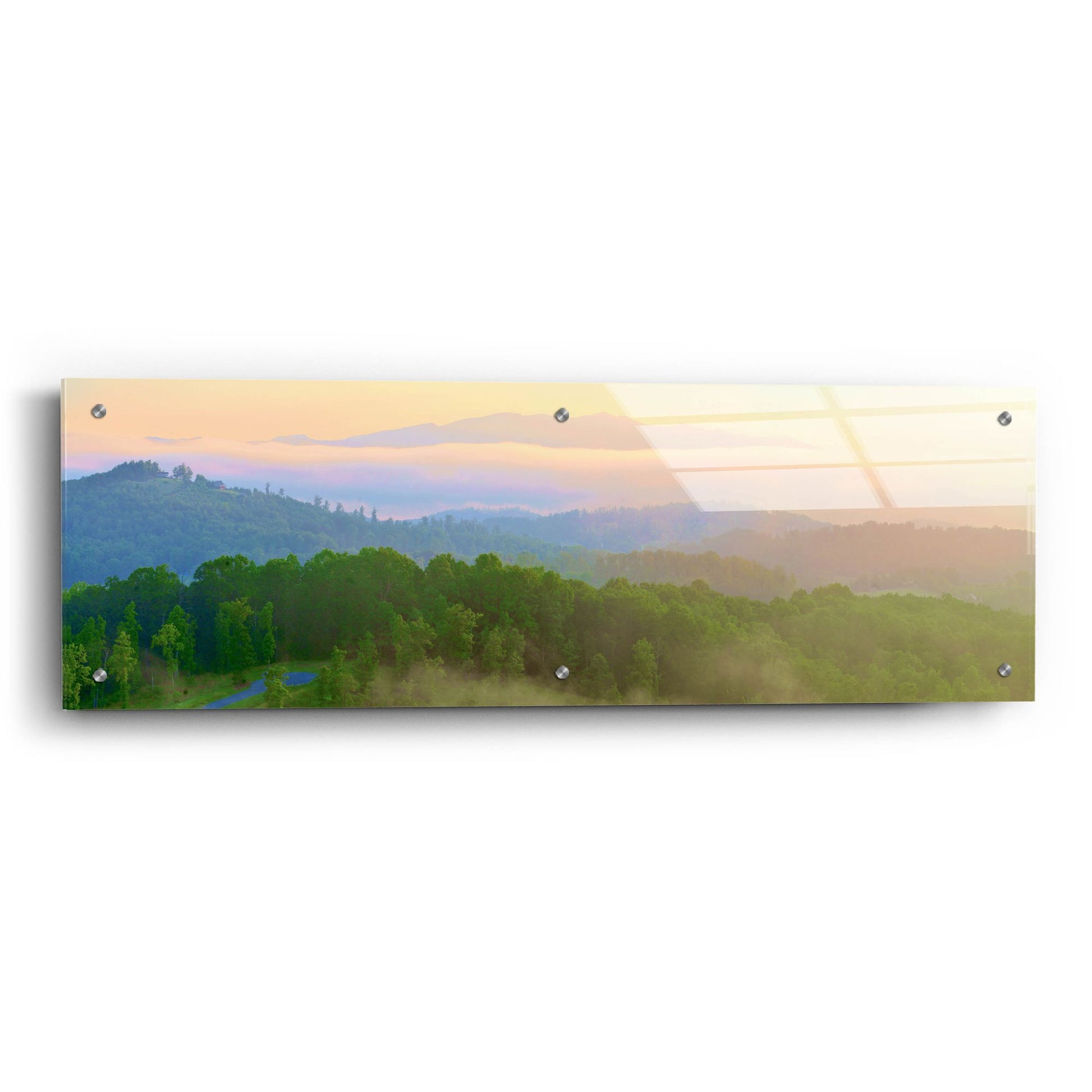 Epic Art 'Brasstown Valley Overlook' by Steve Vaughn, Acrylic Glass Wall Art,36x12