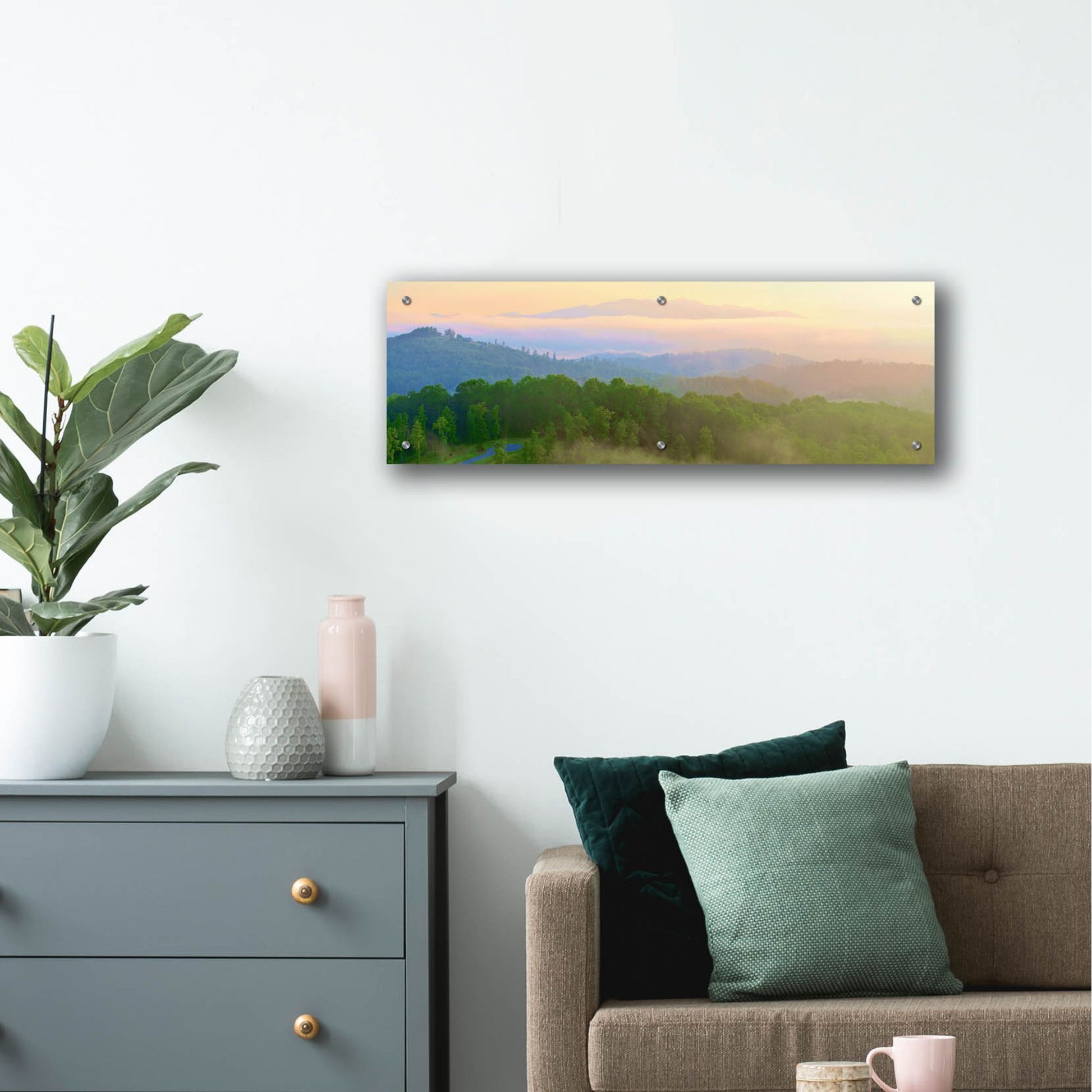 Epic Art 'Brasstown Valley Overlook' by Steve Vaughn, Acrylic Glass Wall Art,36x12