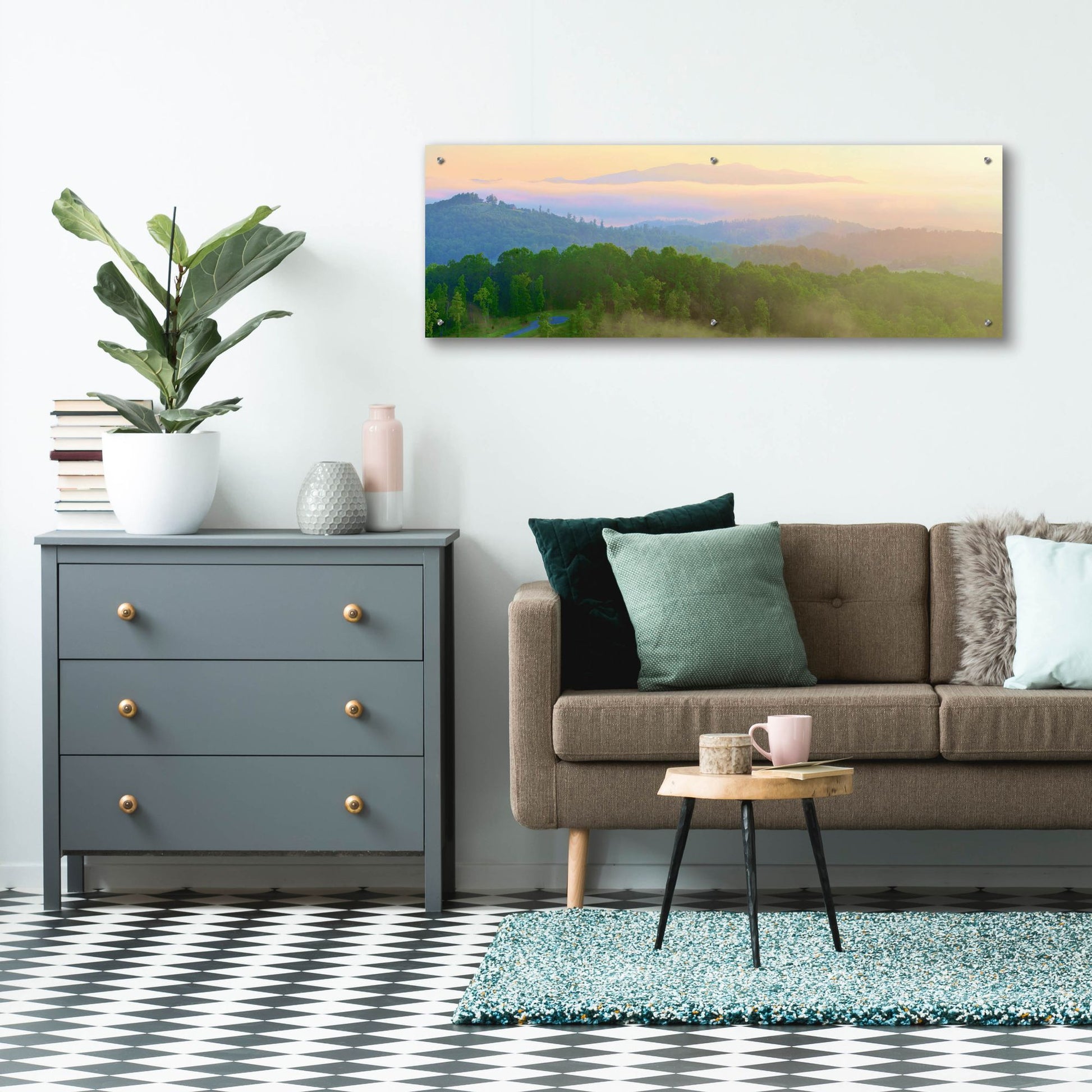 Epic Art 'Brasstown Valley Overlook' by Steve Vaughn, Acrylic Glass Wall Art,48x16