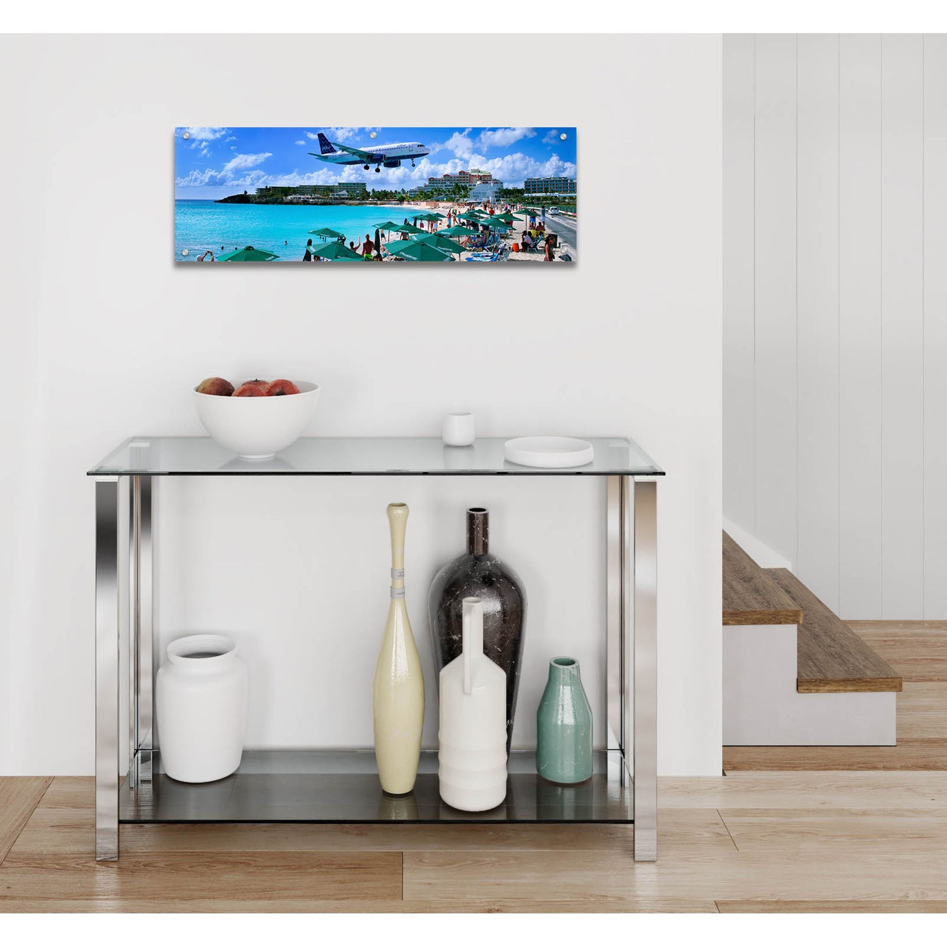 Epic Art 'Happy Landings On St Maarten' by Steve Vaughn, Acrylic Glass Wall Art,36x12