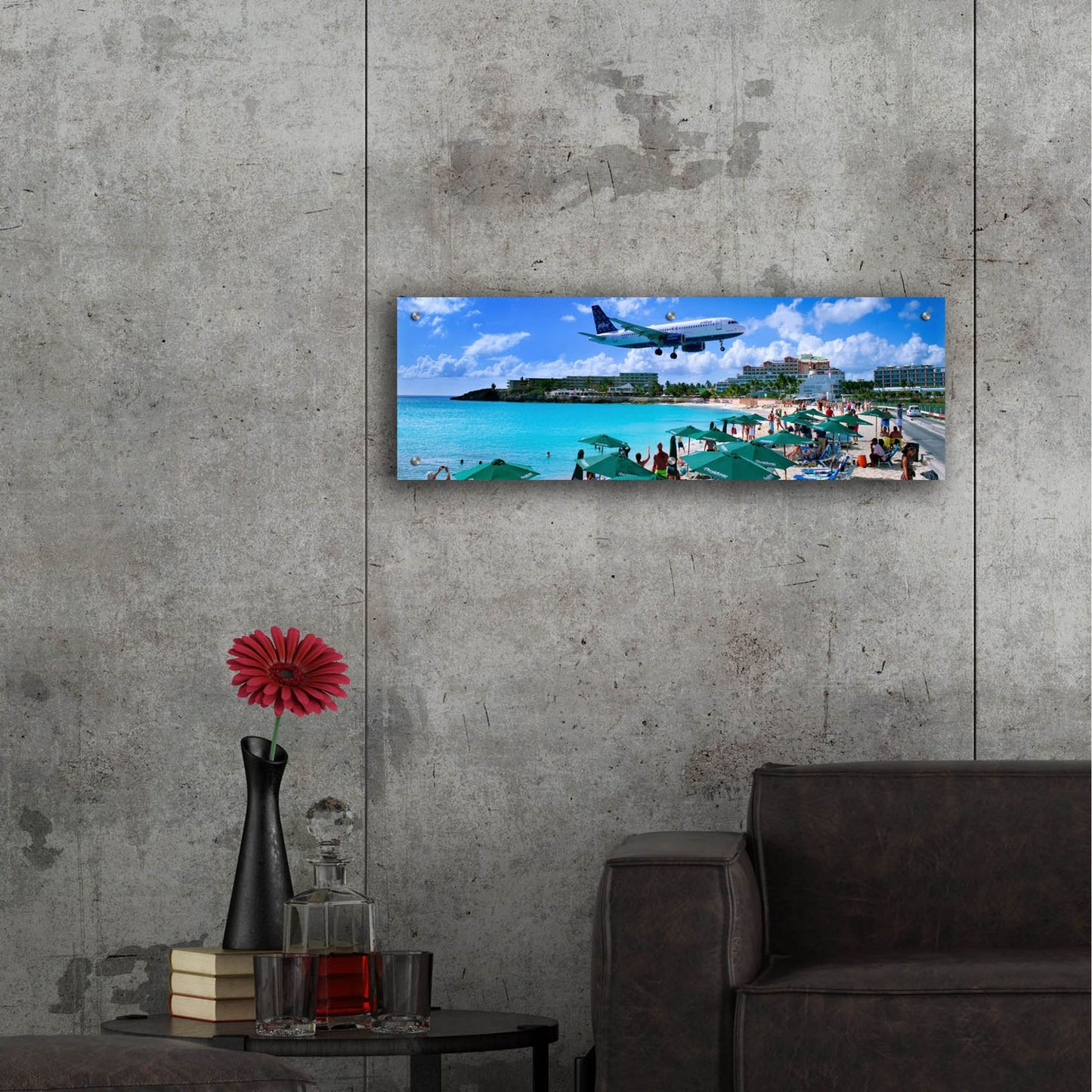 Epic Art 'Happy Landings On St Maarten' by Steve Vaughn, Acrylic Glass Wall Art,36x12