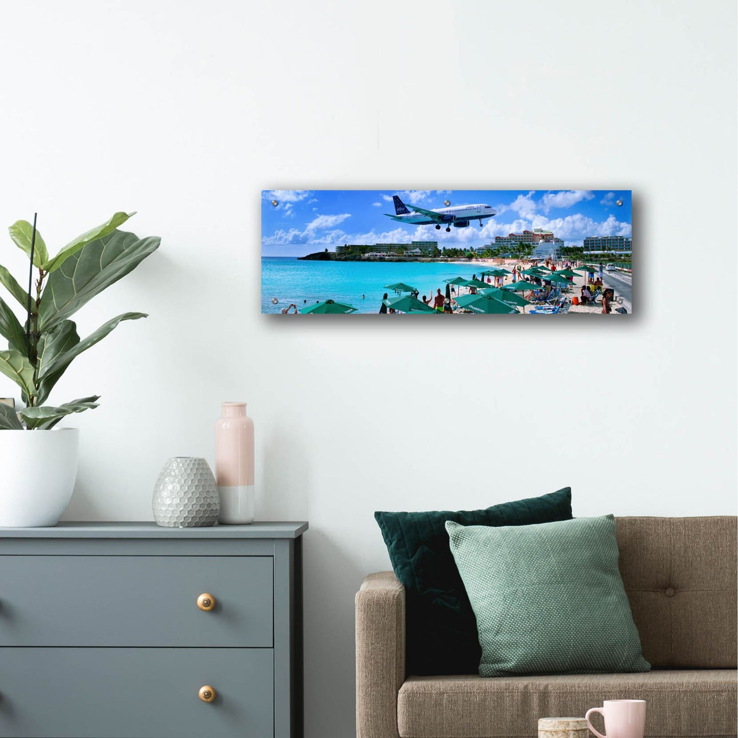 Epic Art 'Happy Landings On St Maarten' by Steve Vaughn, Acrylic Glass Wall Art,36x12