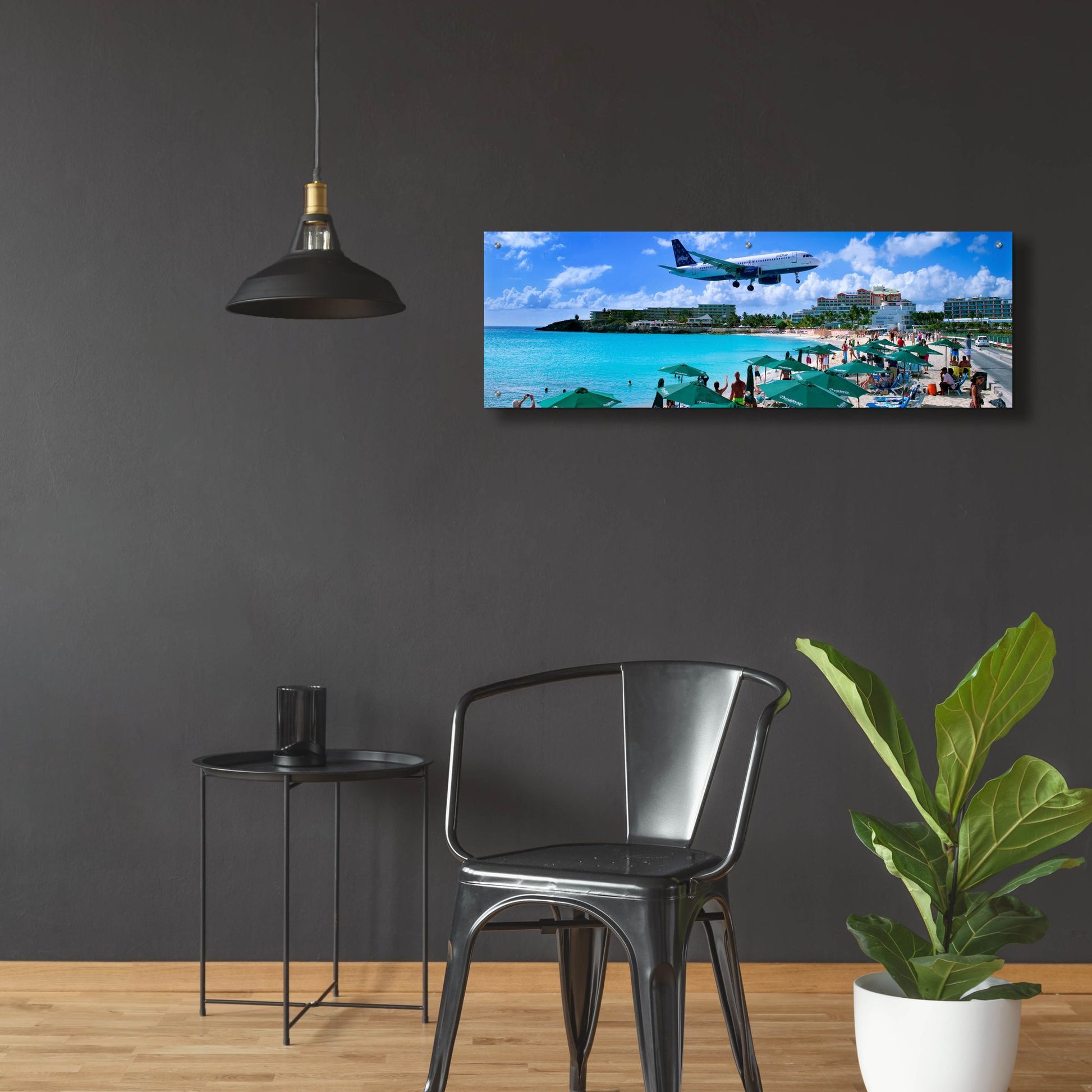 Epic Art 'Happy Landings On St Maarten' by Steve Vaughn, Acrylic Glass Wall Art,48x16