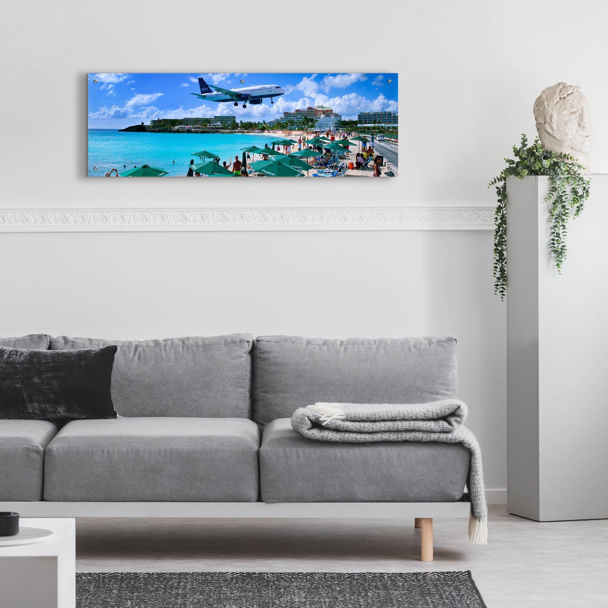 Epic Art 'Happy Landings On St Maarten' by Steve Vaughn, Acrylic Glass Wall Art,48x16