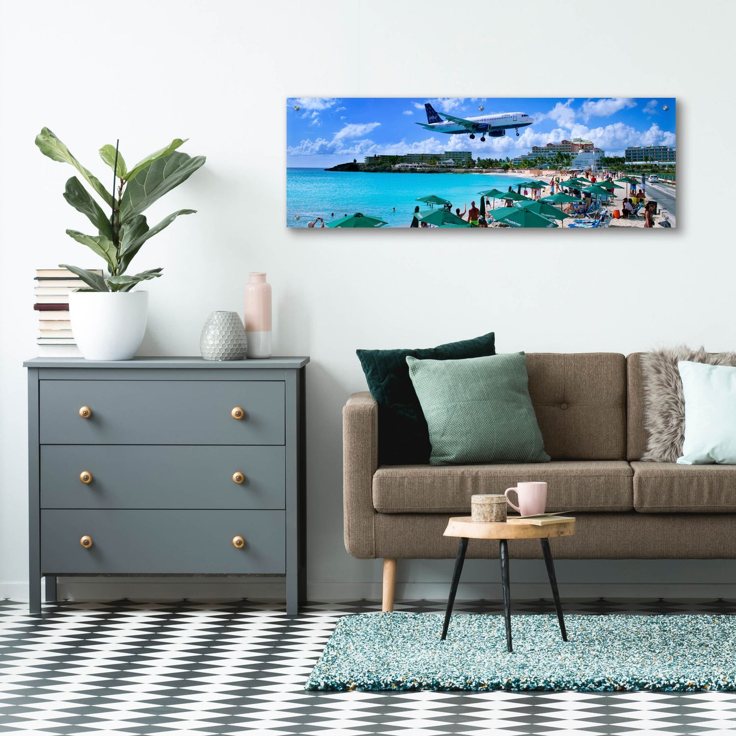 Epic Art 'Happy Landings On St Maarten' by Steve Vaughn, Acrylic Glass Wall Art,48x16