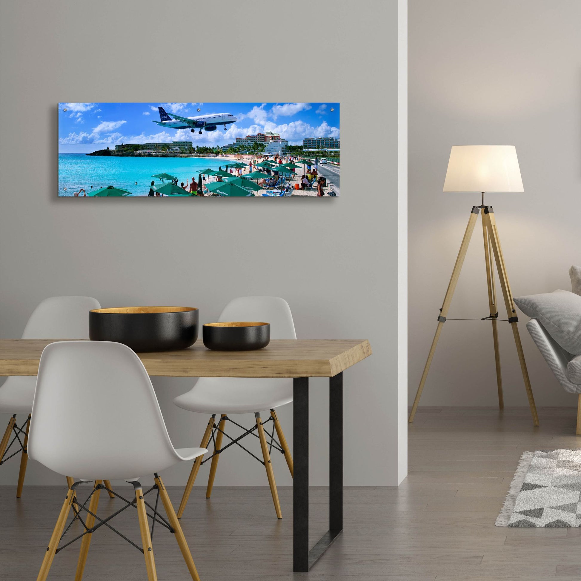 Epic Art 'Happy Landings On St Maarten' by Steve Vaughn, Acrylic Glass Wall Art,48x16