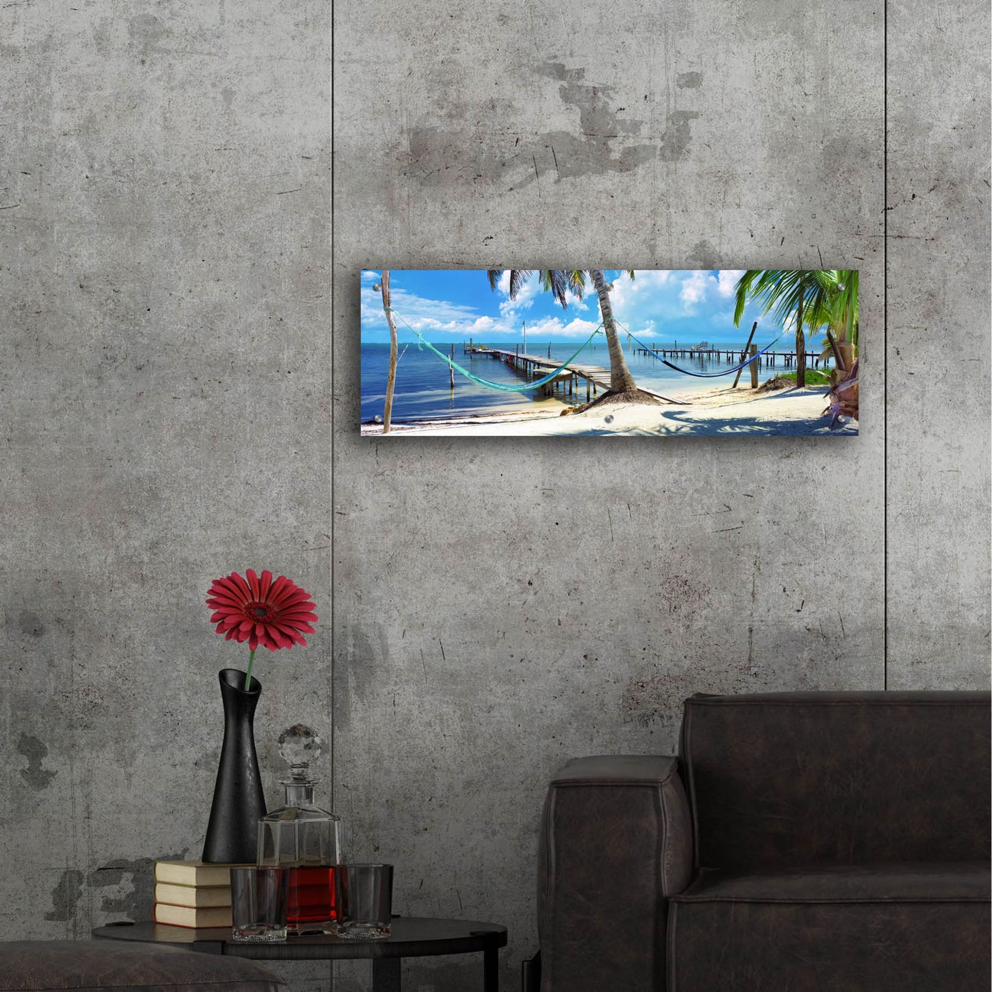 Epic Art 'Island Living' by Steve Vaughn, Acrylic Glass Wall Art,36x12