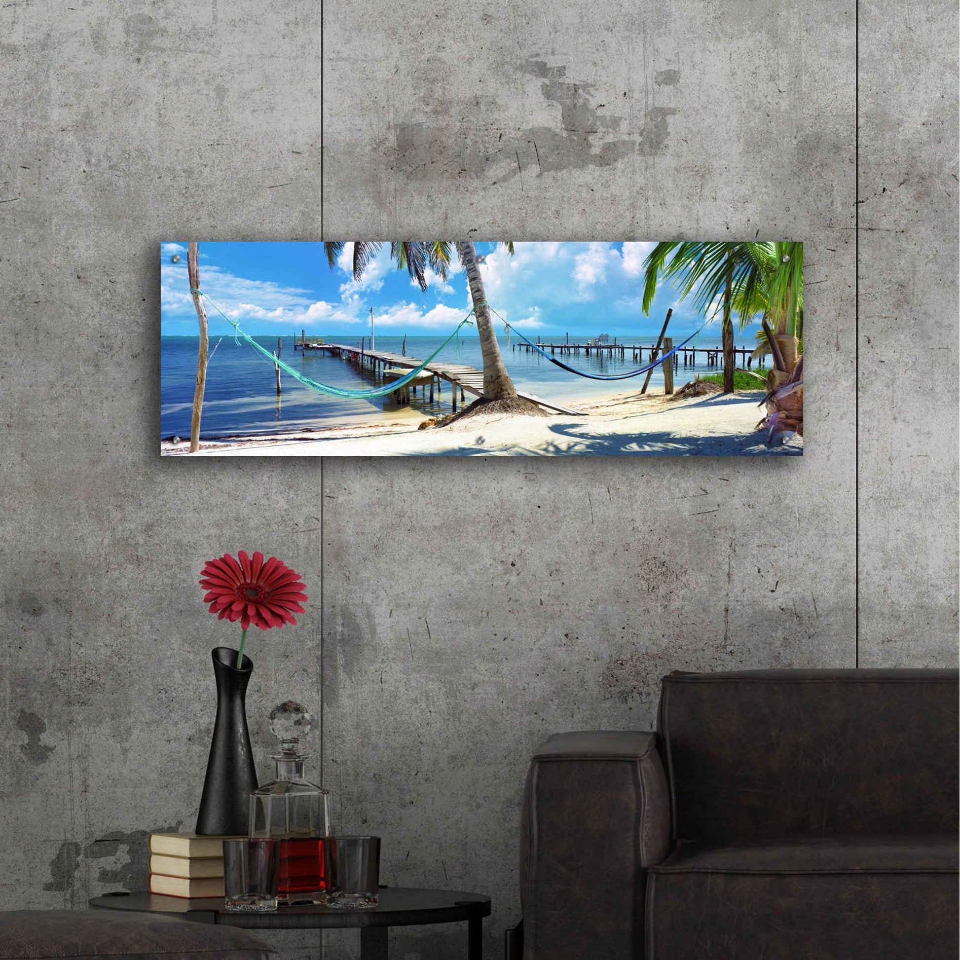 Epic Art 'Island Living' by Steve Vaughn, Acrylic Glass Wall Art,48x16