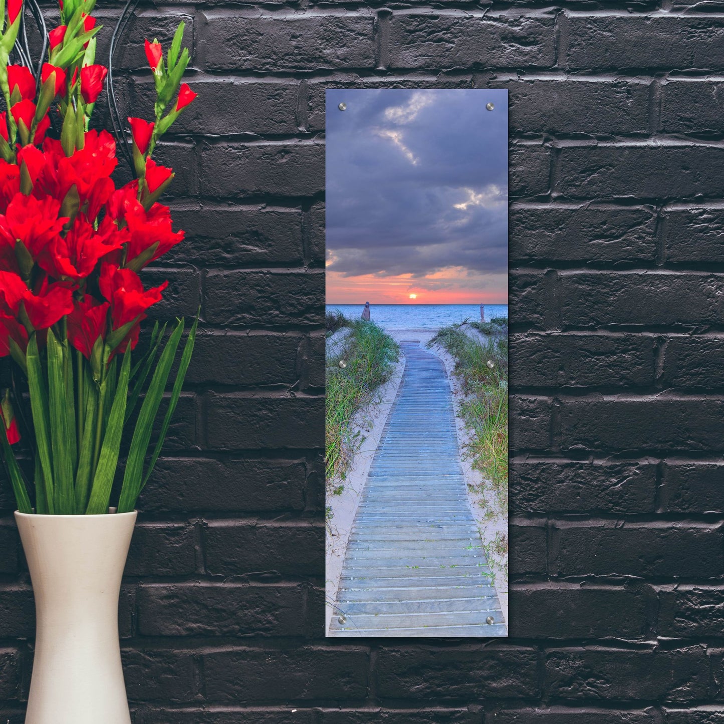 Epic Art 'Sunrise Boardwalk' by Steve Vaughn, Acrylic Glass Wall Art,12x36