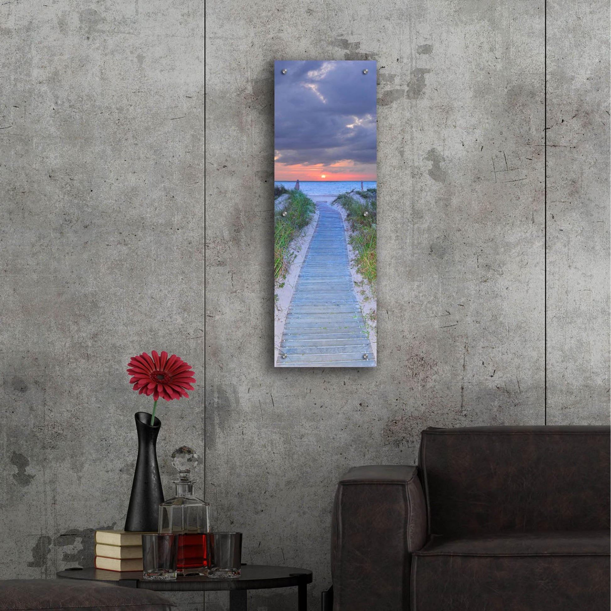 Epic Art 'Sunrise Boardwalk' by Steve Vaughn, Acrylic Glass Wall Art,12x36