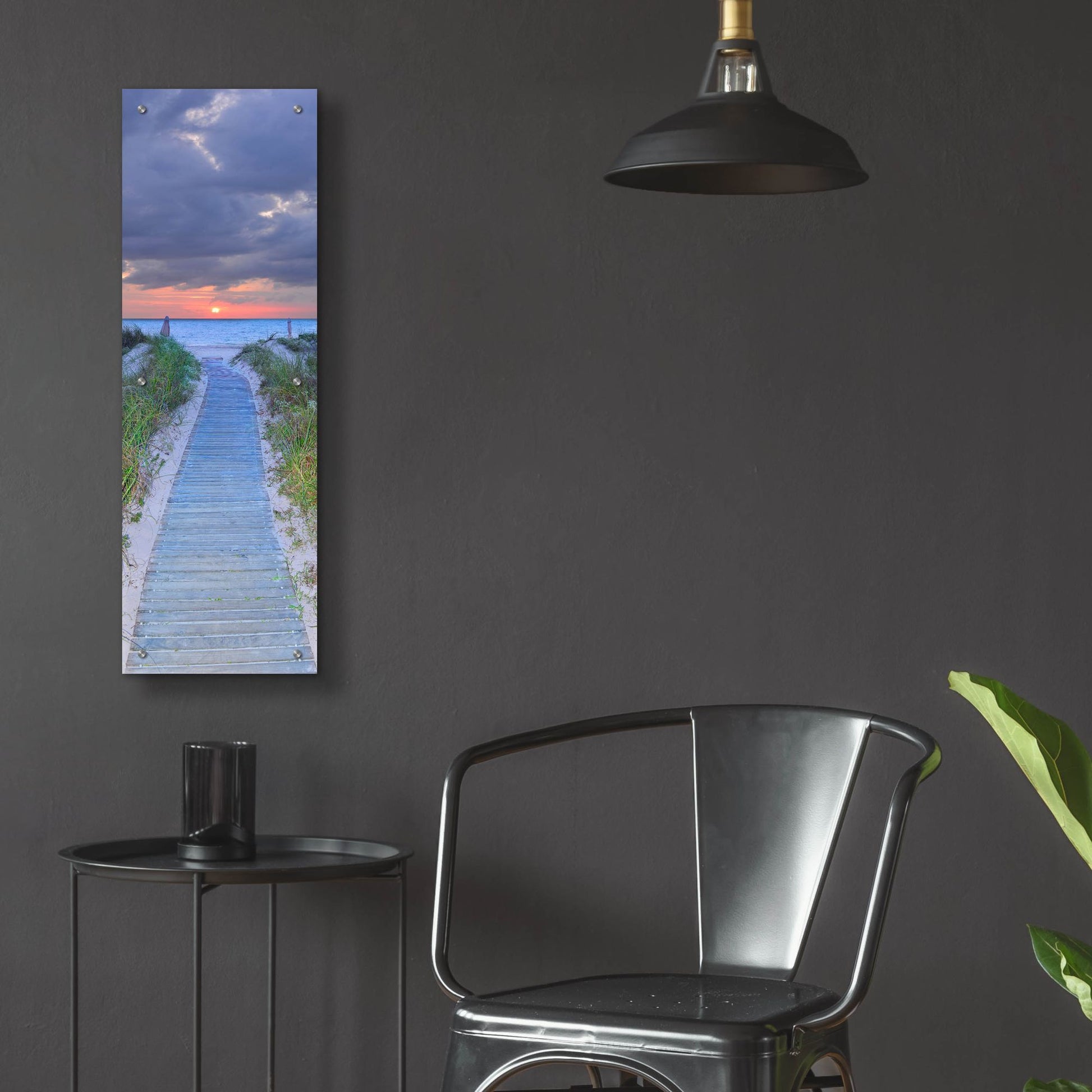 Epic Art 'Sunrise Boardwalk' by Steve Vaughn, Acrylic Glass Wall Art,12x36