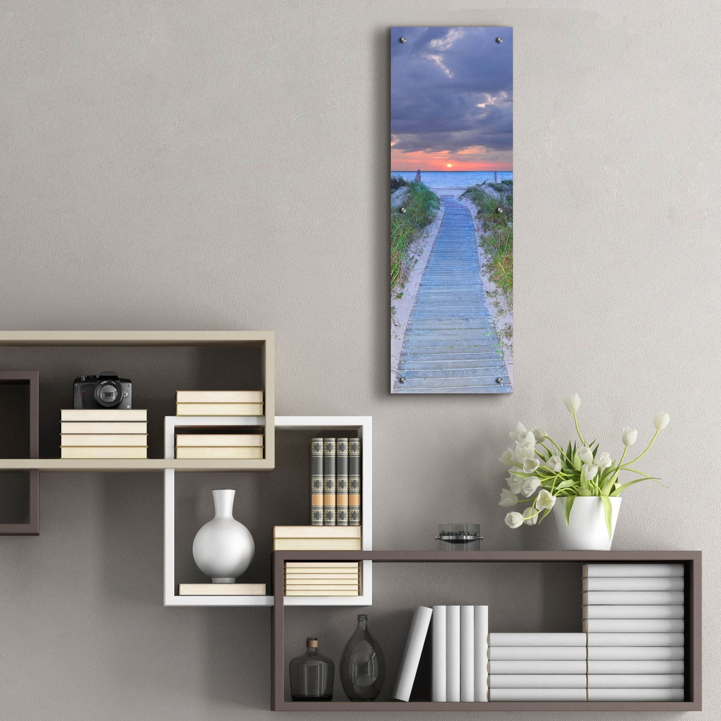 Epic Art 'Sunrise Boardwalk' by Steve Vaughn, Acrylic Glass Wall Art,12x36