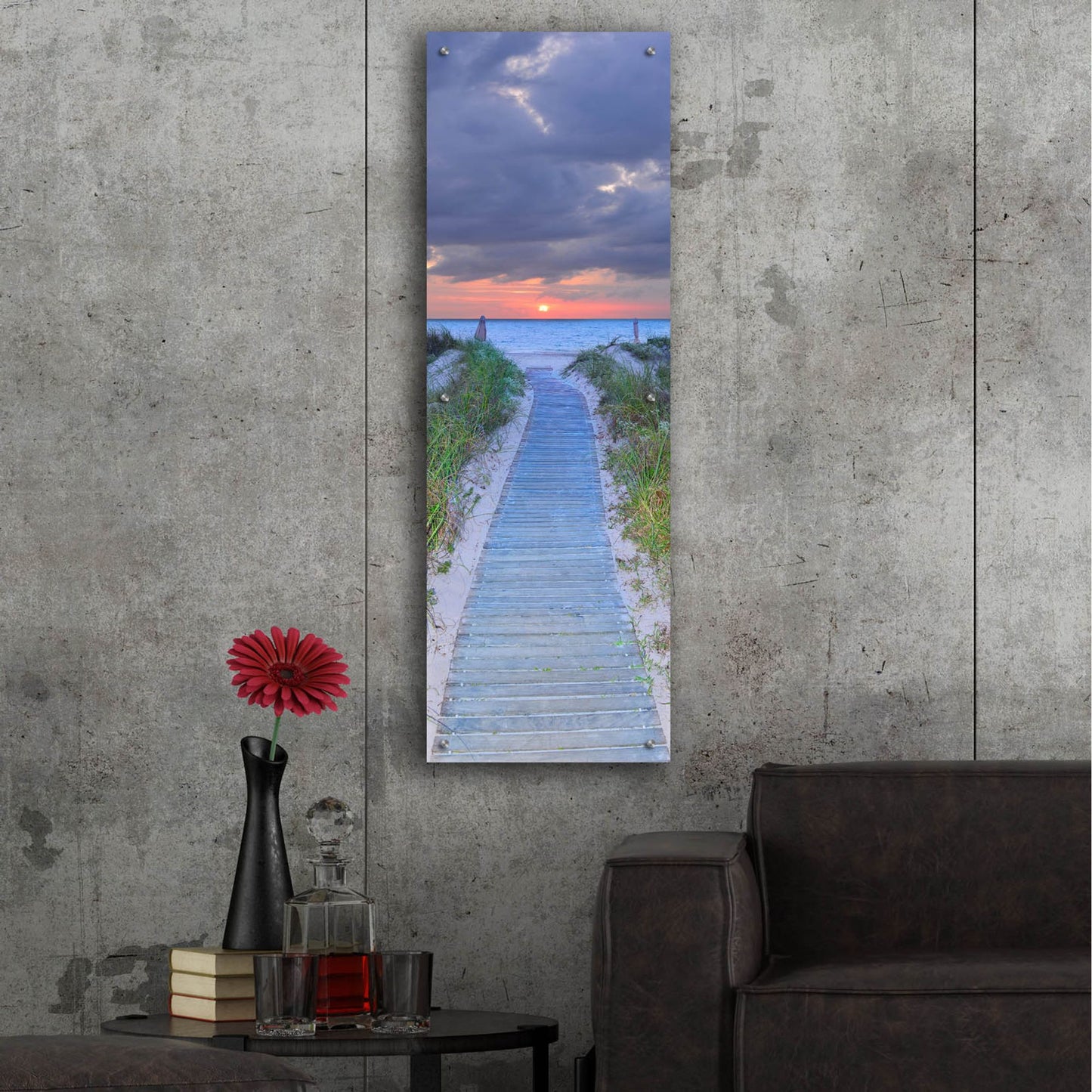 Epic Art 'Sunrise Boardwalk' by Steve Vaughn, Acrylic Glass Wall Art,16x48