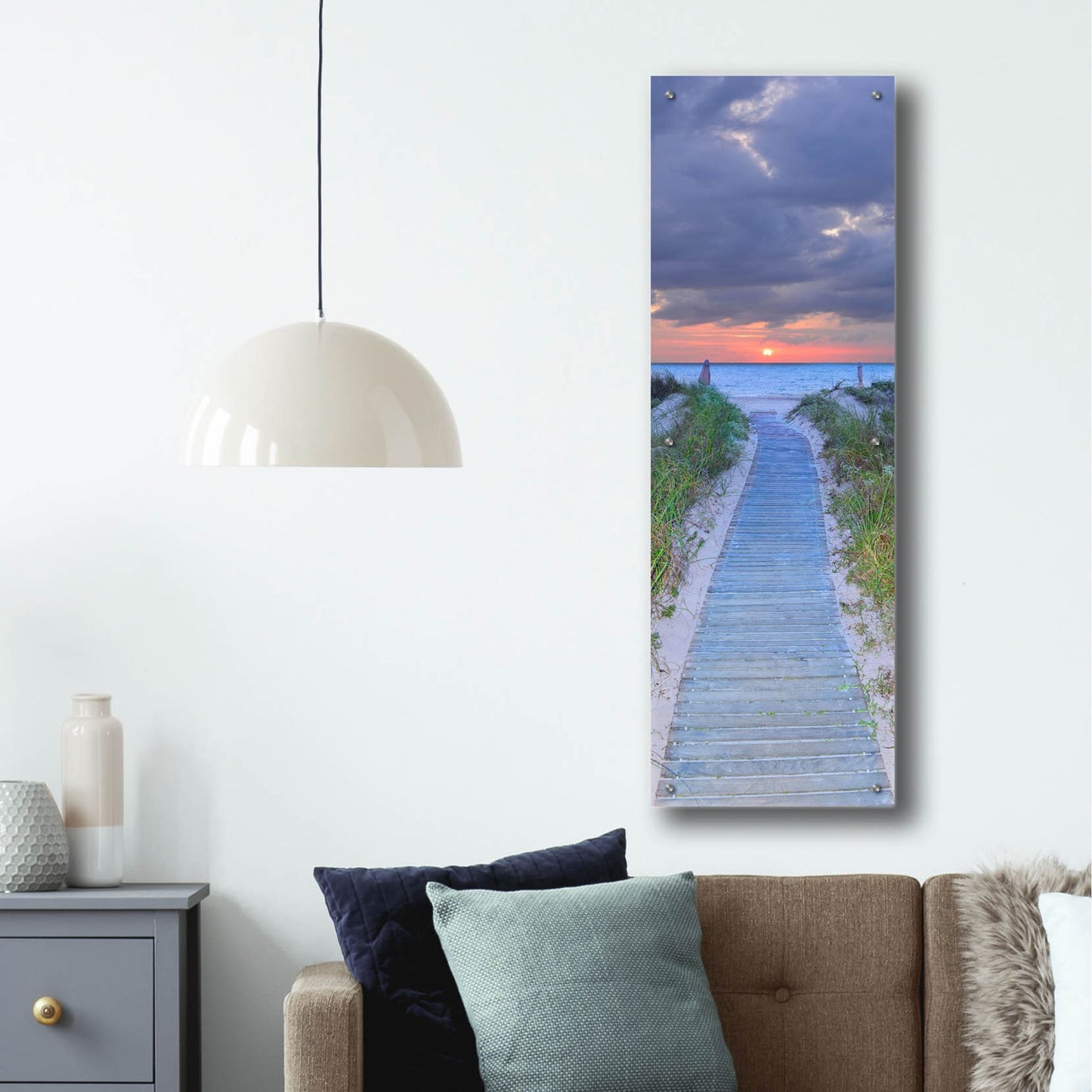 Epic Art 'Sunrise Boardwalk' by Steve Vaughn, Acrylic Glass Wall Art,16x48