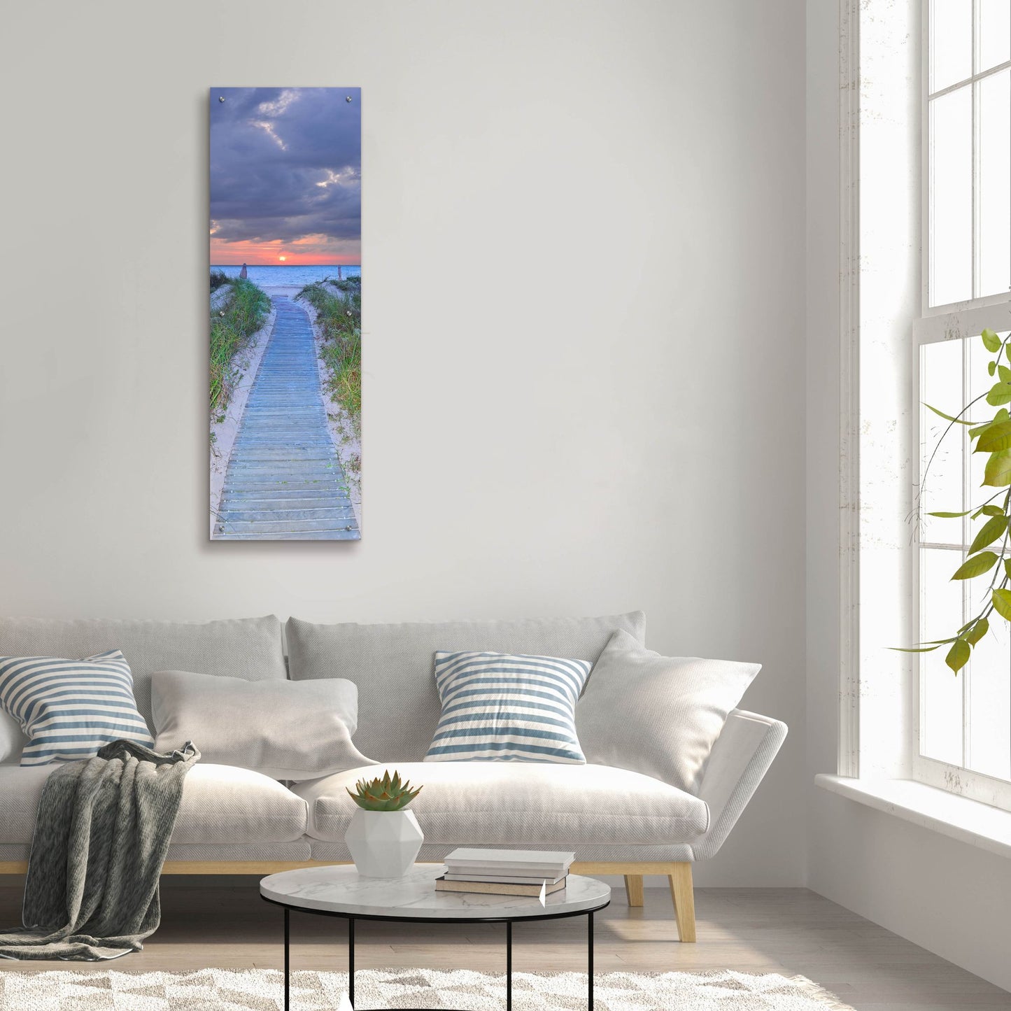 Epic Art 'Sunrise Boardwalk' by Steve Vaughn, Acrylic Glass Wall Art,16x48