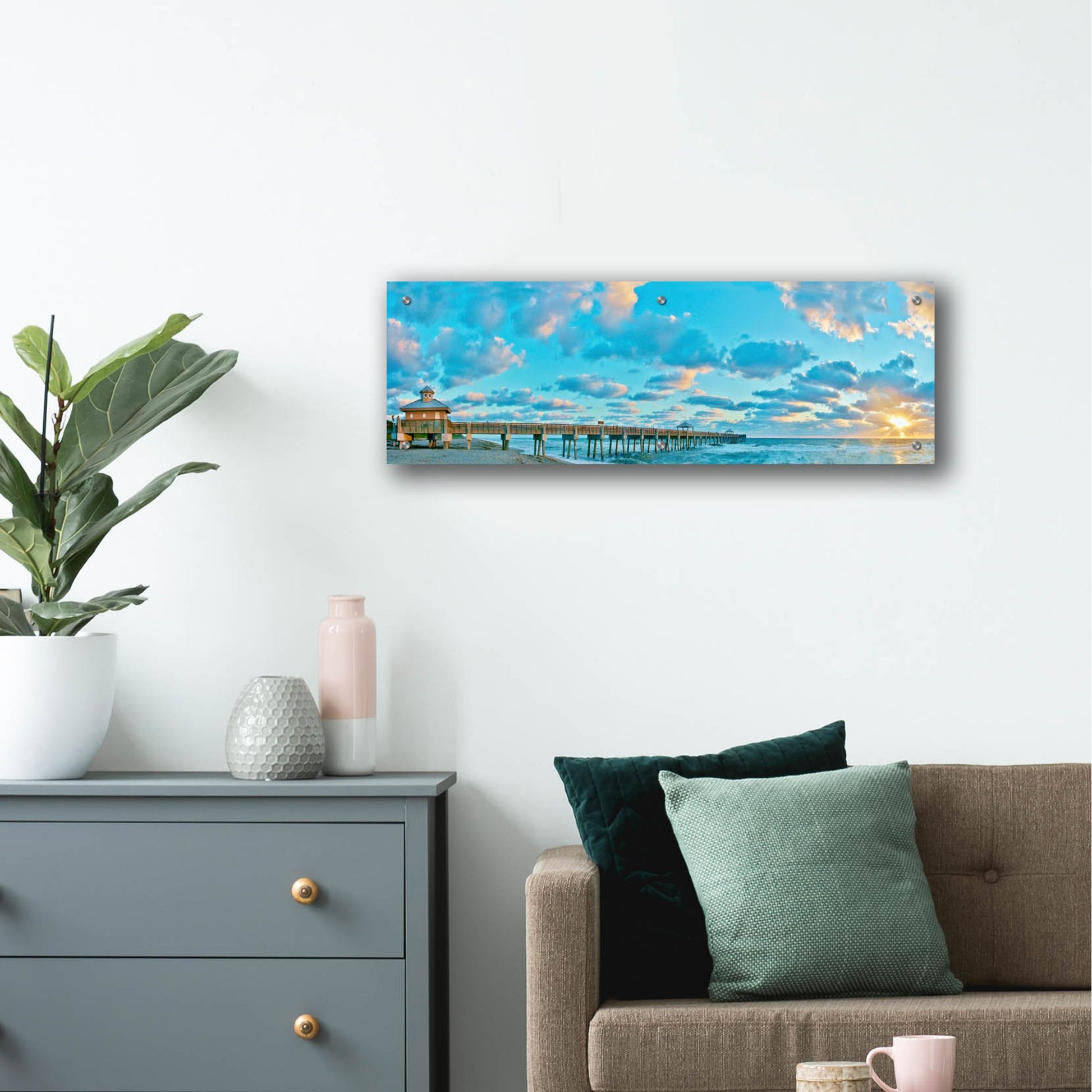 Epic Art 'Sunrise On Juno Beach' by Steve Vaughn, Acrylic Glass Wall Art,36x12