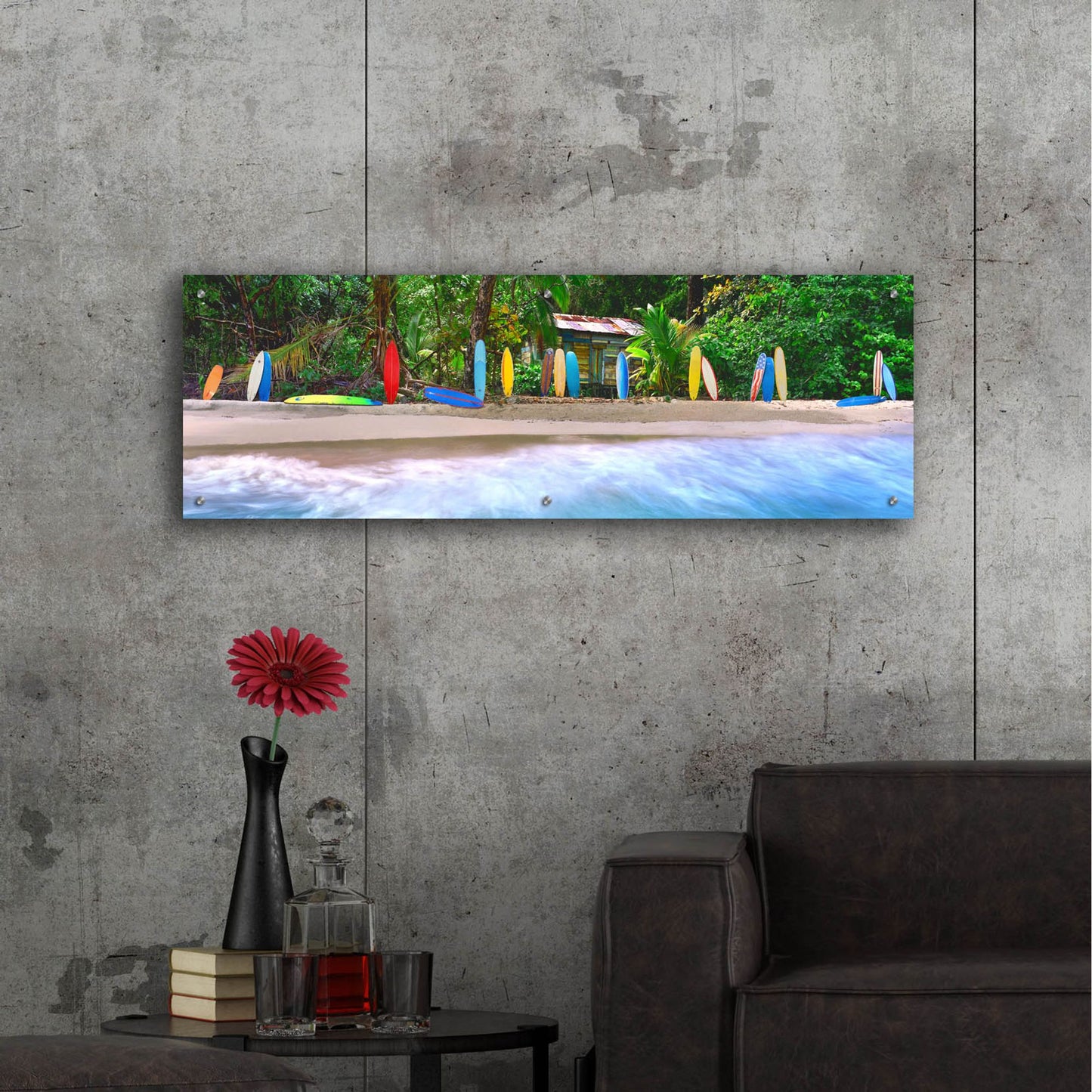 Epic Art 'Surf Heaven' by Steve Vaughn, Acrylic Glass Wall Art,48x16