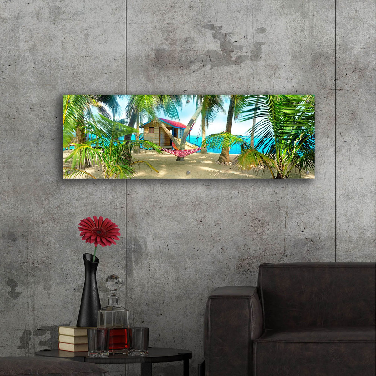 Epic Art 'Twin Hammocks' by Steve Vaughn, Acrylic Glass Wall Art,48x16