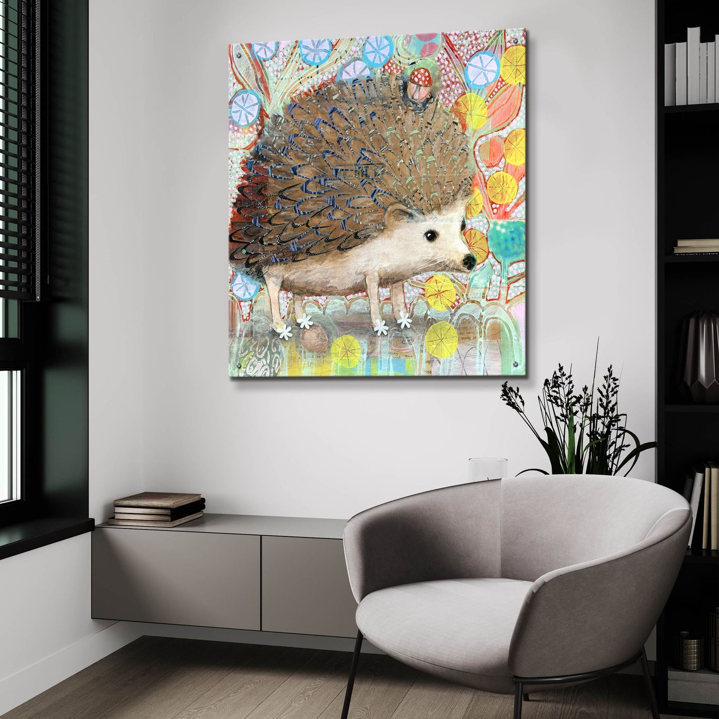 Epic Art 'Hedgie' by Judy Verhoeven, Acrylic Glass Wall Art,36x36