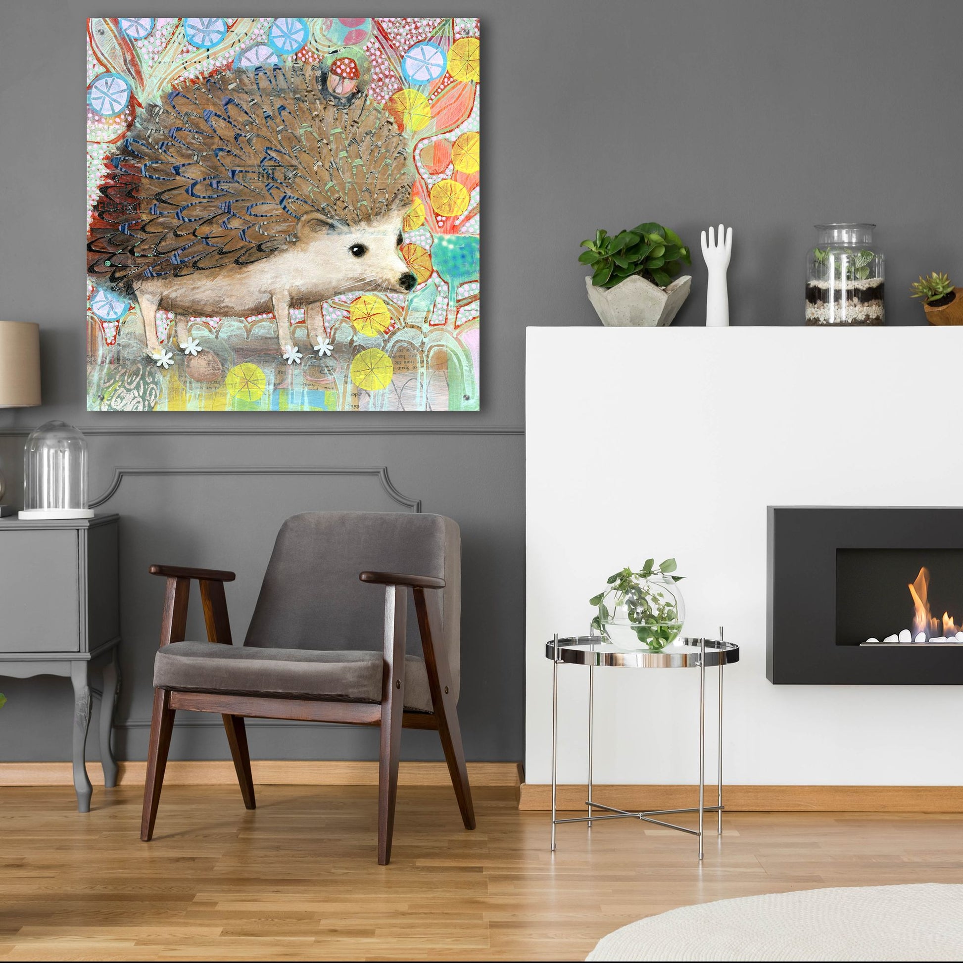 Epic Art 'Hedgie' by Judy Verhoeven, Acrylic Glass Wall Art,36x36