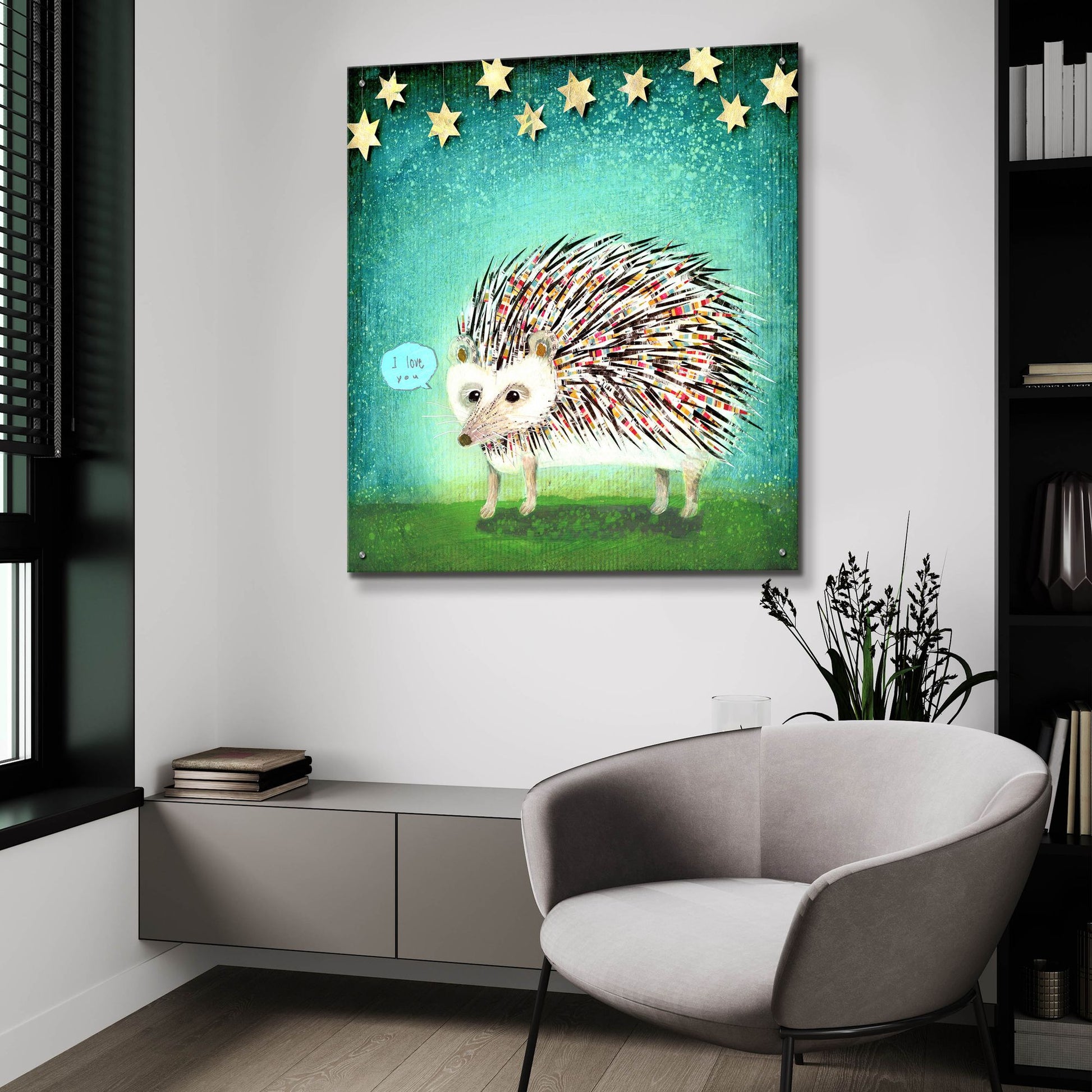 Epic Art 'Porcupine For Thomas' by Judy Verhoeven, Acrylic Glass Wall Art,36x36