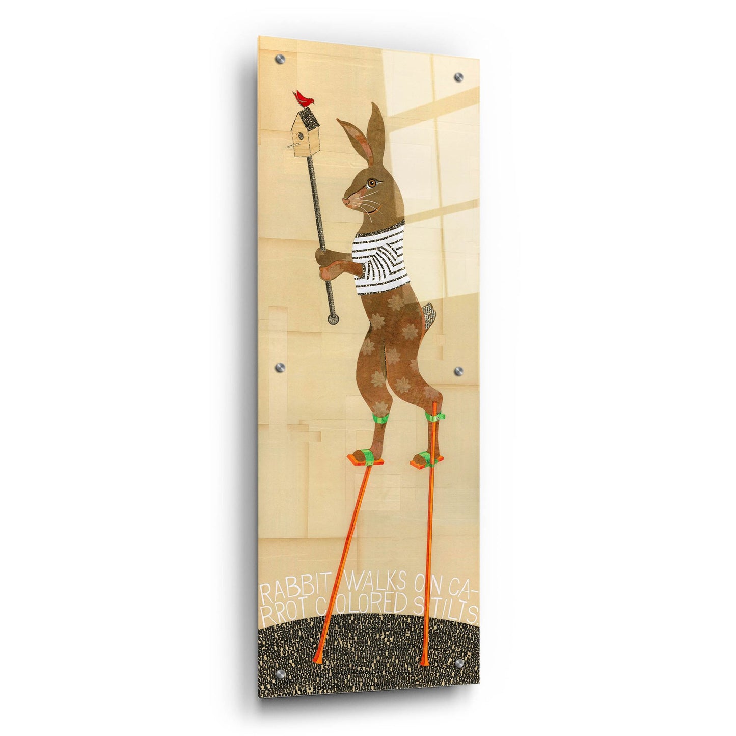 Epic Art 'Rabbit On Stilts' by Judy Verhoeven, Acrylic Glass Wall Art,16x48