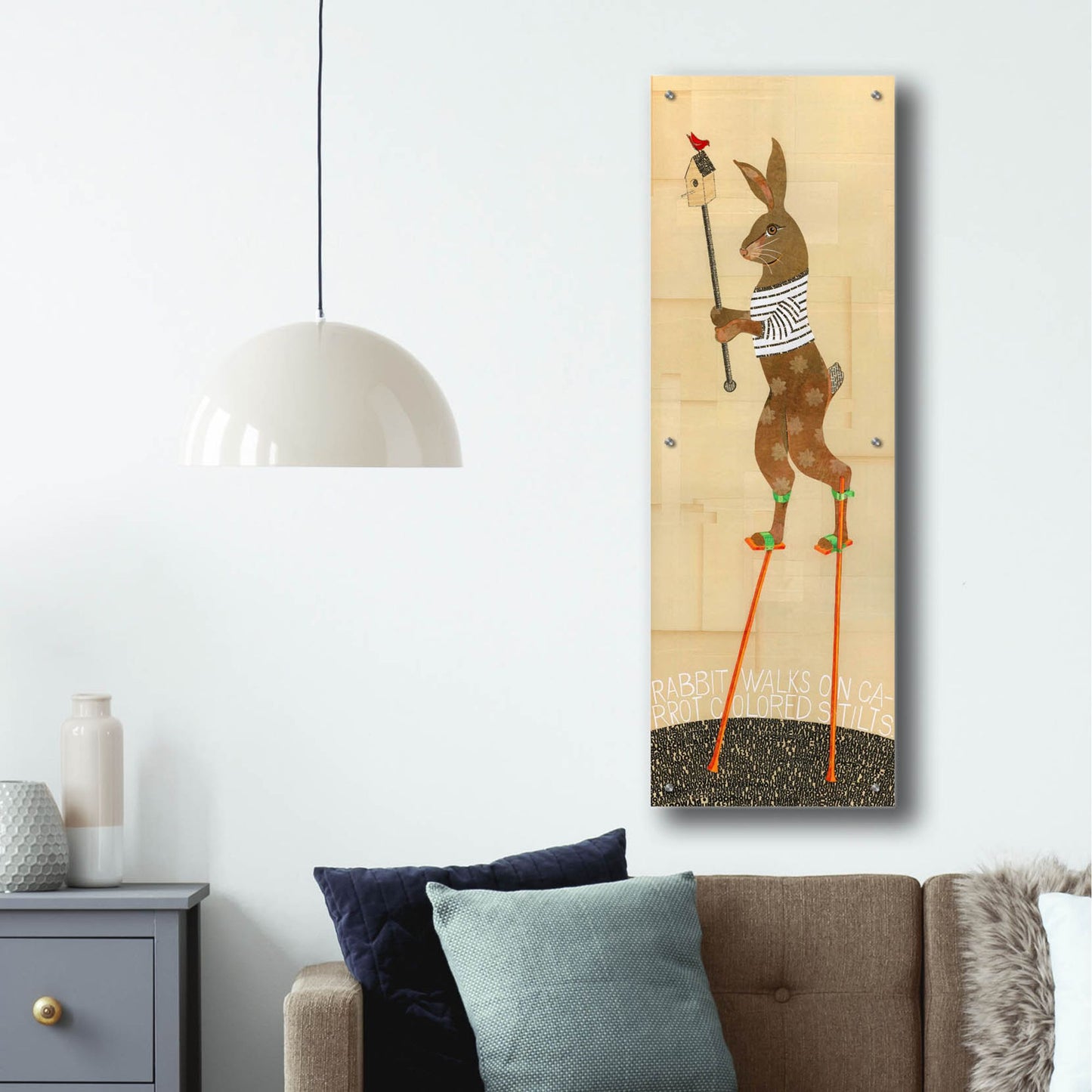 Epic Art 'Rabbit On Stilts' by Judy Verhoeven, Acrylic Glass Wall Art,16x48