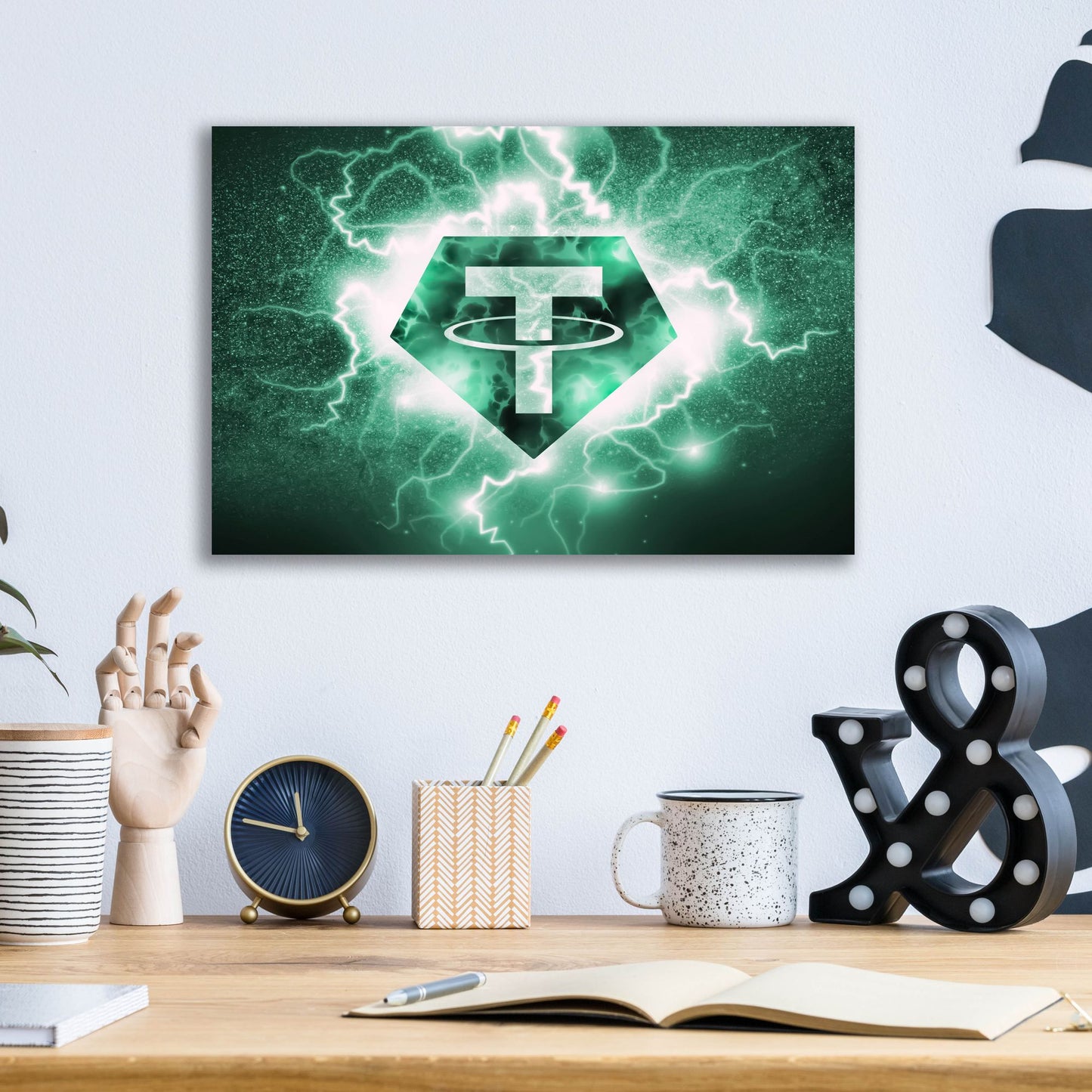 Epic Art 'Crypto Eclipse Tether Usdt' by Epic Portfolio, Acrylic Glass Wall Art,16x12