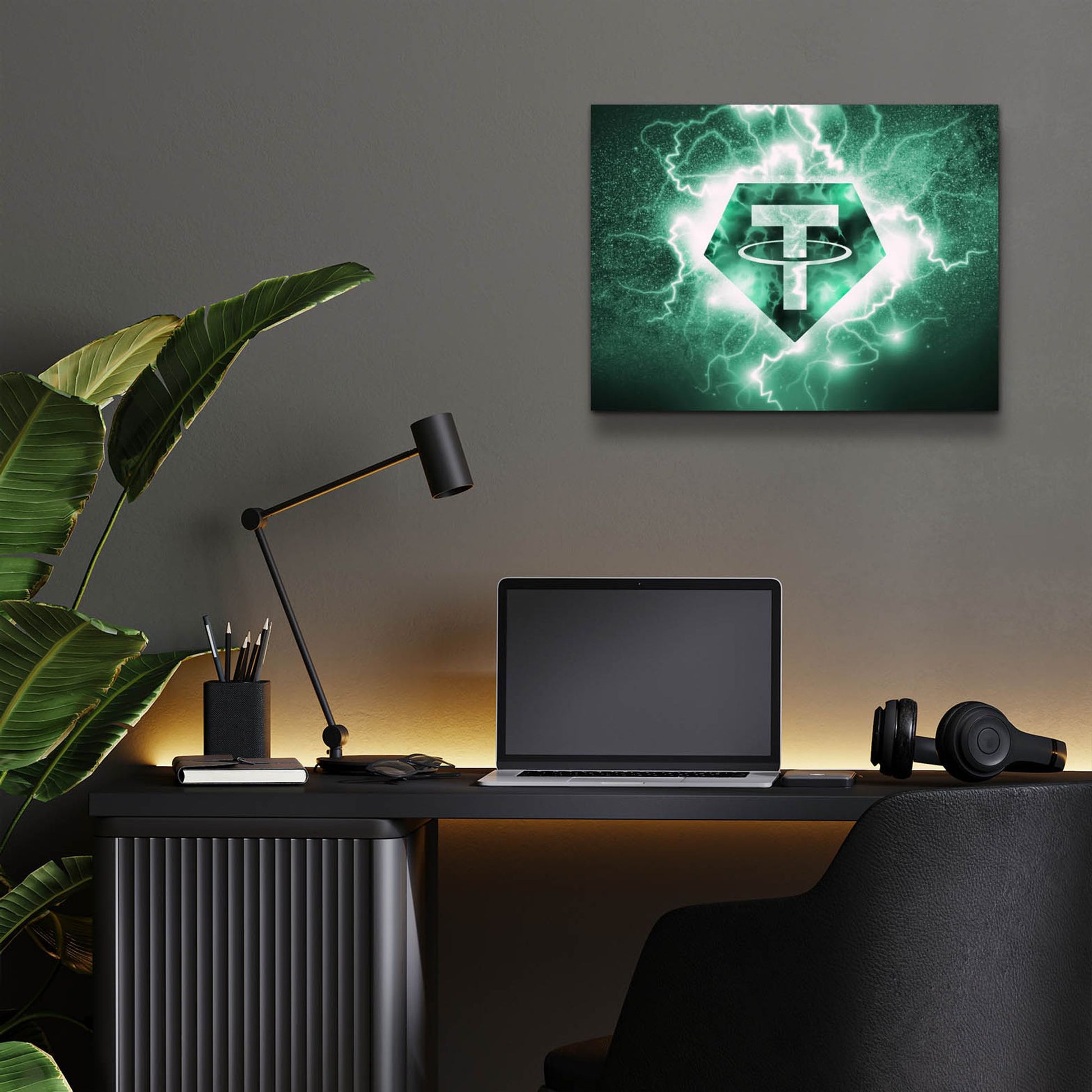 Epic Art 'Crypto Eclipse Tether Usdt' by Epic Portfolio, Acrylic Glass Wall Art,16x12