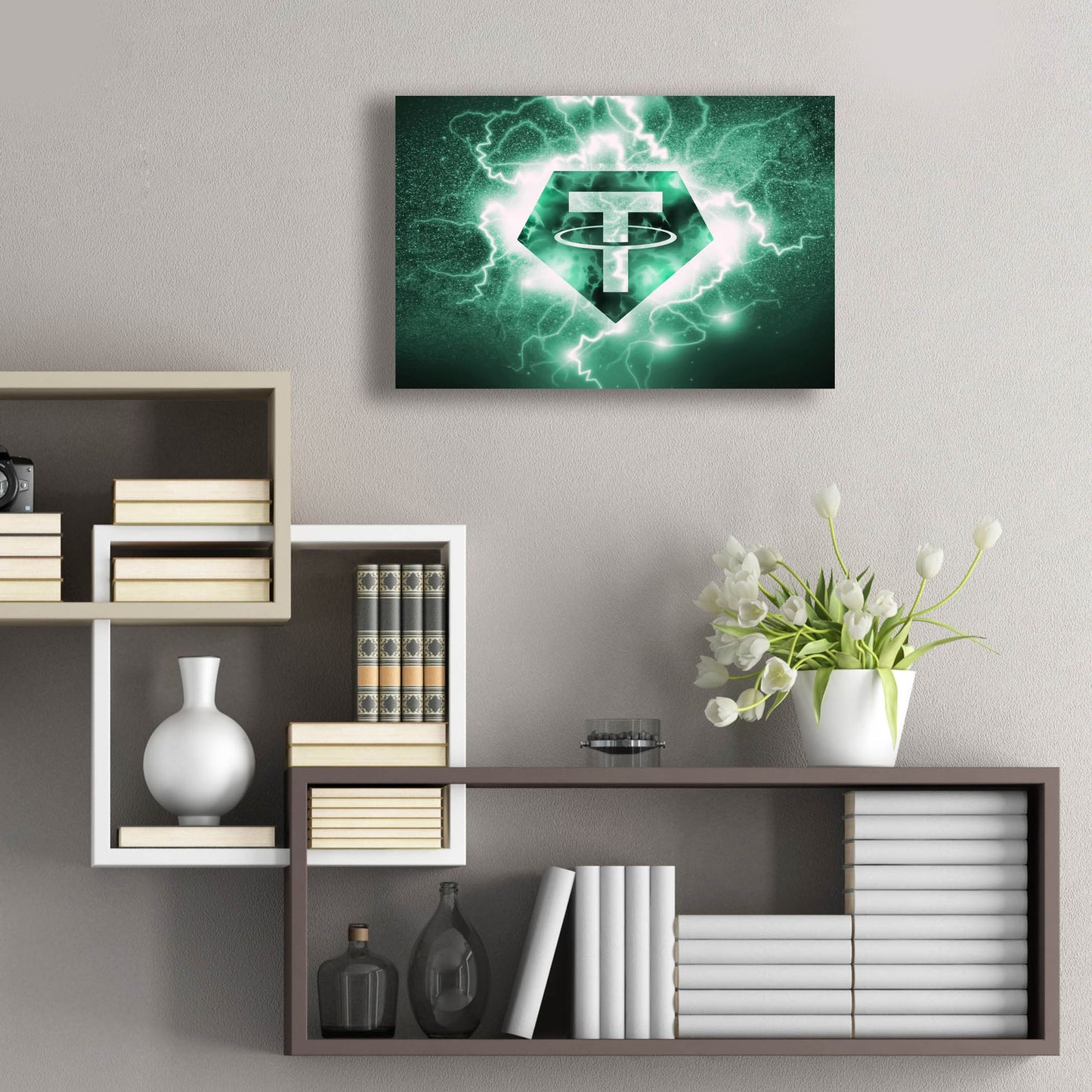 Epic Art 'Crypto Eclipse Tether Usdt' by Epic Portfolio, Acrylic Glass Wall Art,24x16