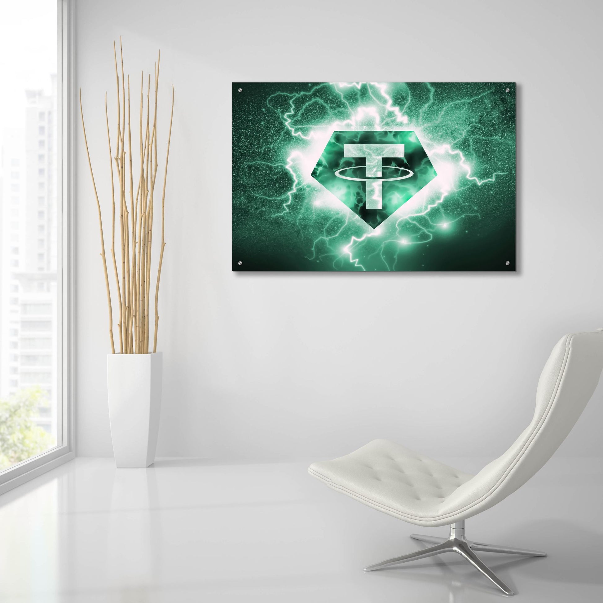 Epic Art 'Crypto Eclipse Tether Usdt' by Epic Portfolio, Acrylic Glass Wall Art,36x24