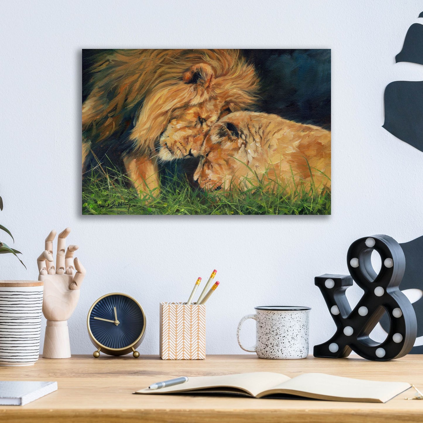 Epic Art 'Lion Love2 by David Stribbling, Acrylic Glass Wall Art,16x12