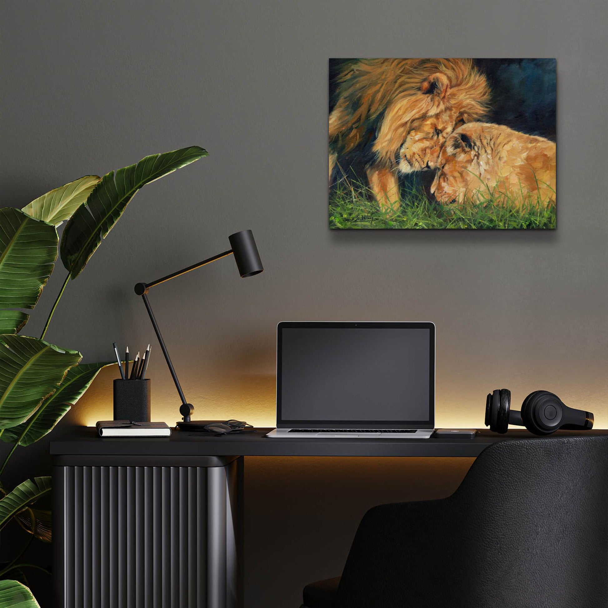 Epic Art 'Lion Love2 by David Stribbling, Acrylic Glass Wall Art,16x12