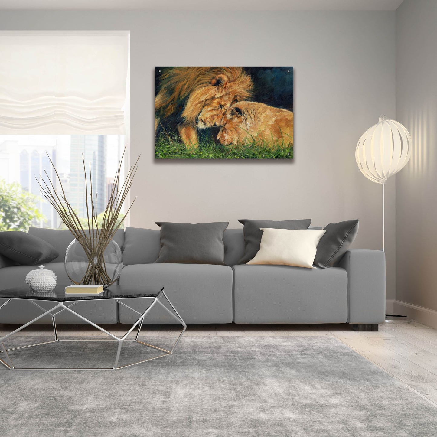 Epic Art 'Lion Love2 by David Stribbling, Acrylic Glass Wall Art,36x24