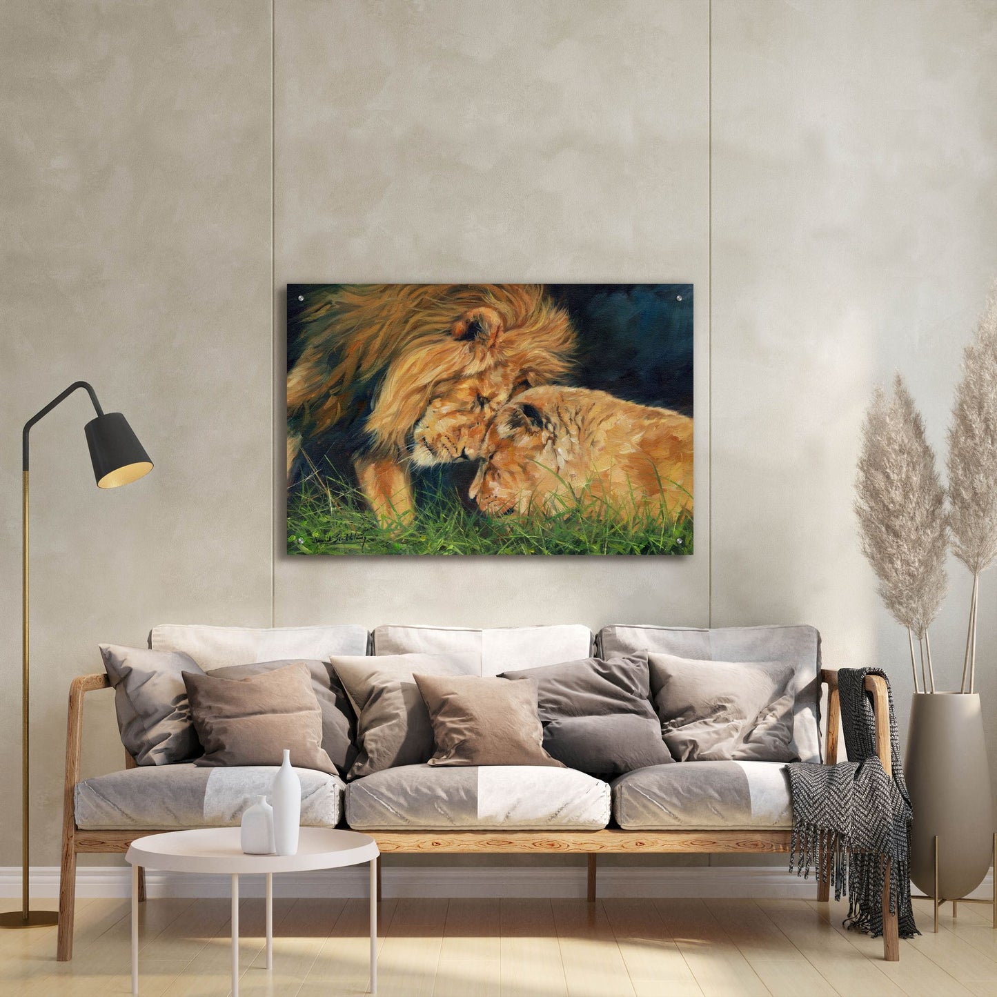 Epic Art 'Lion Love2 by David Stribbling, Acrylic Glass Wall Art,36x24