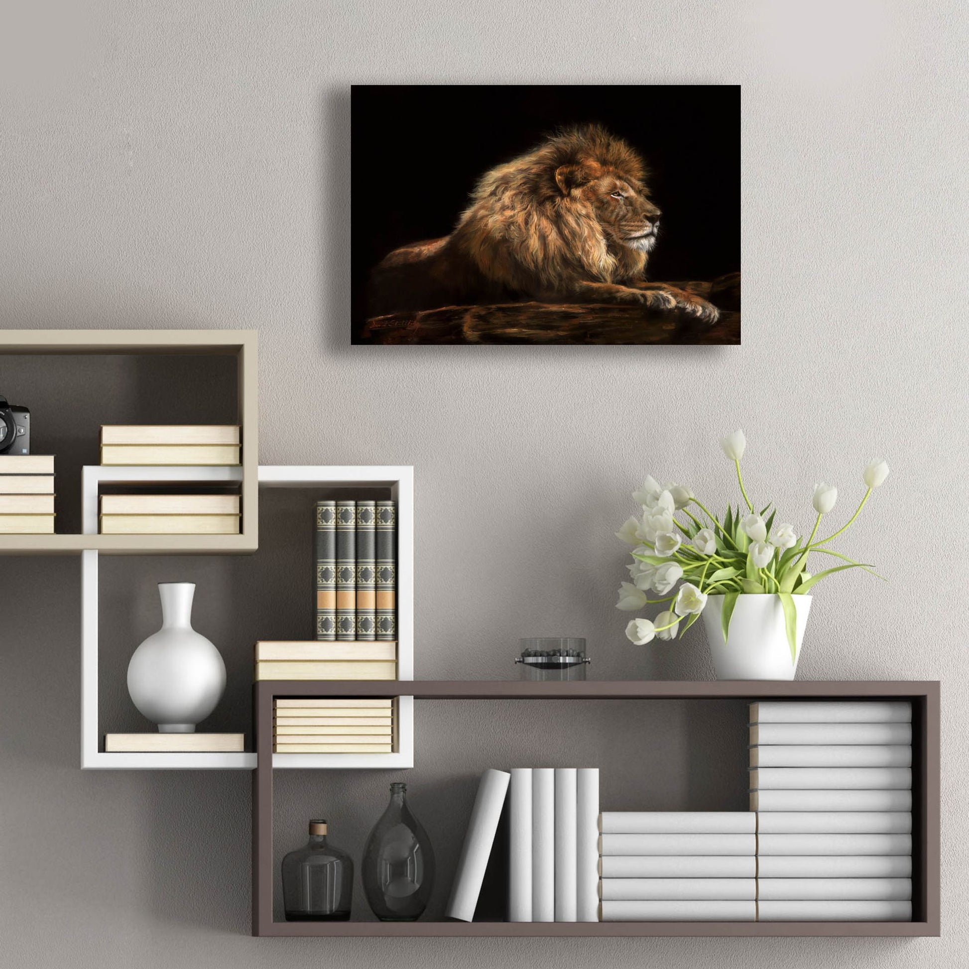 Epic Art 'Golden Lion2 by David Stribbling, Acrylic Glass Wall Art,24x16